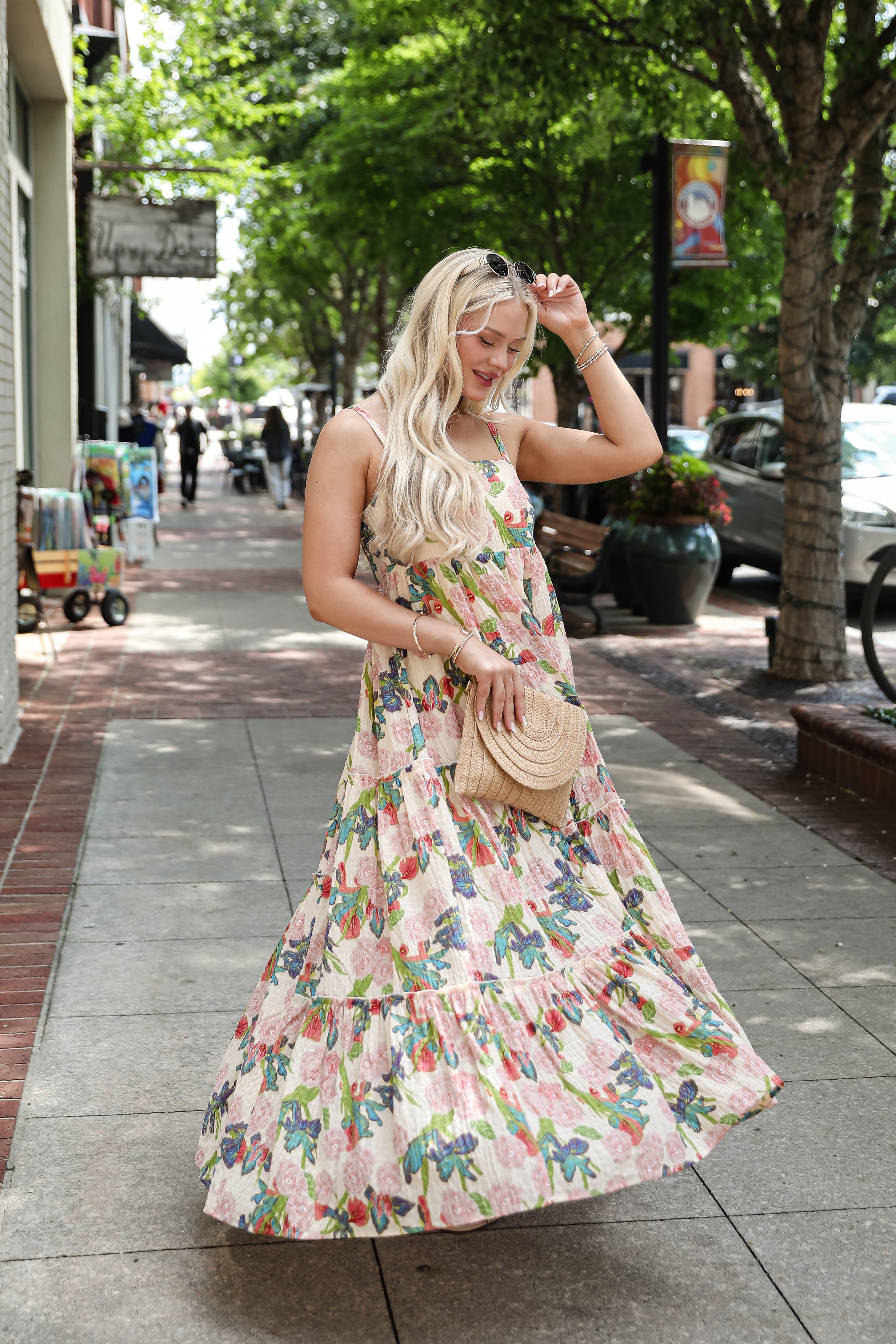 In Your Favor Cream Floral Maxi Dress