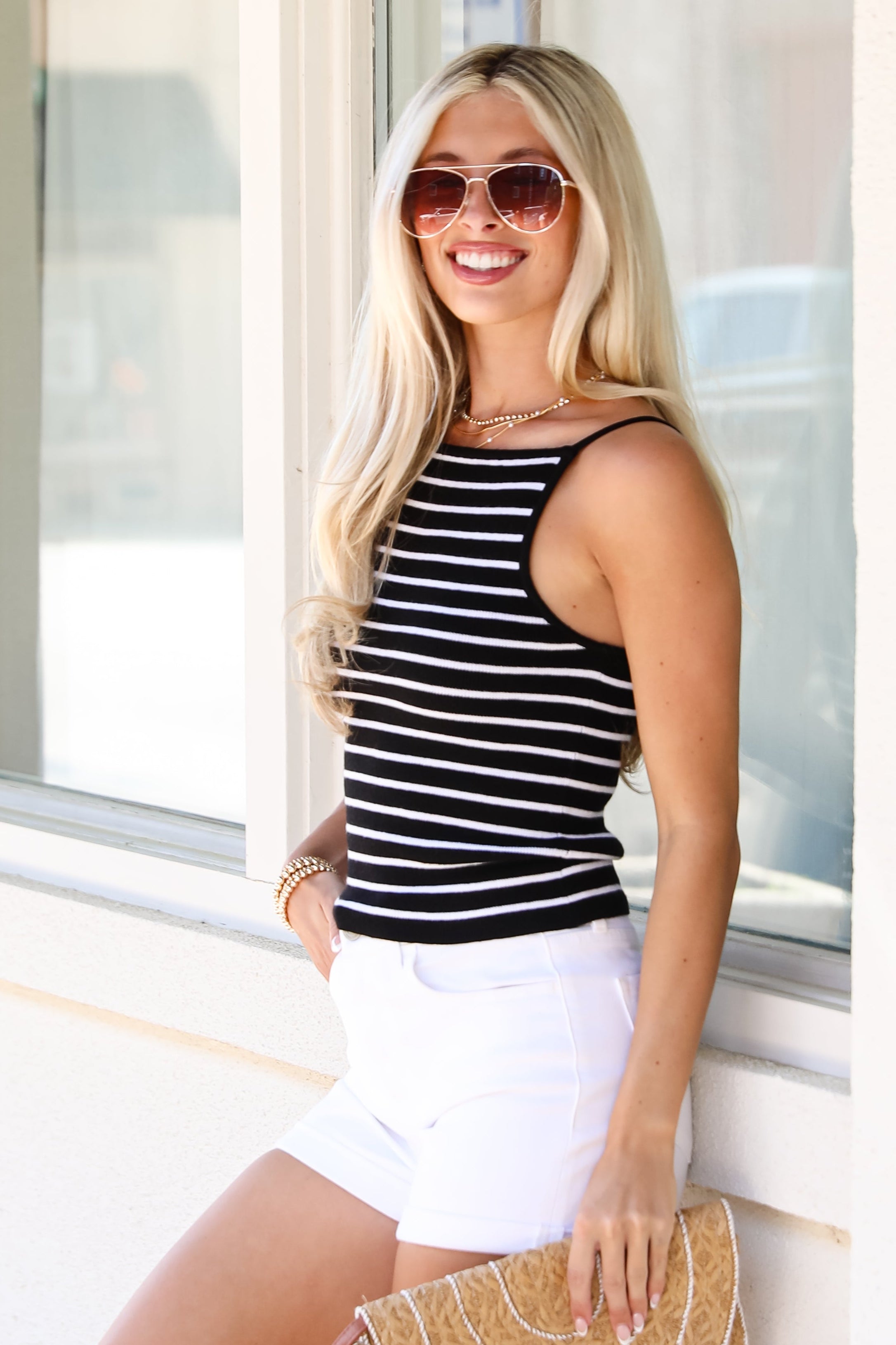 Isabella Striped Square Neck Tank