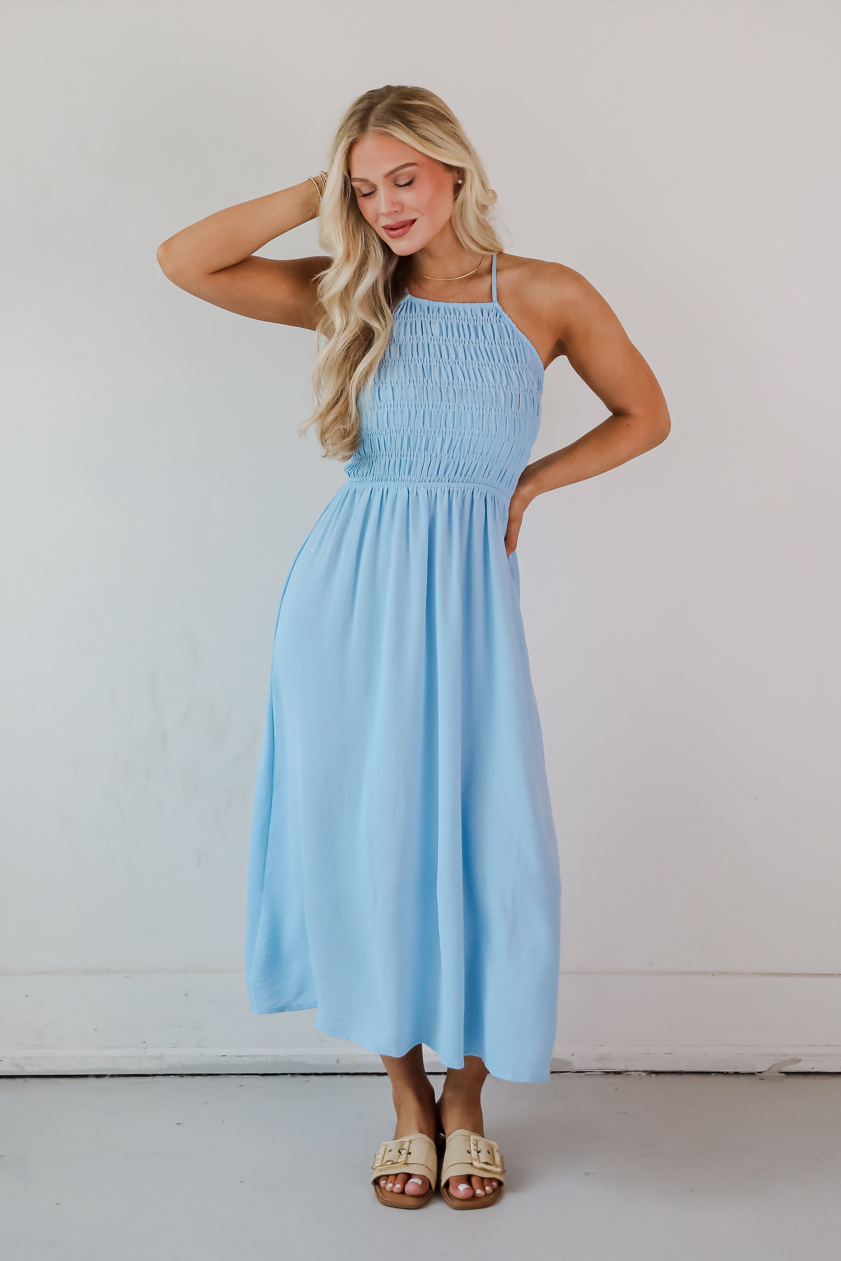 Before You Know It Smocked Midi Dress