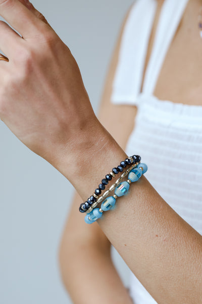 cute blue Beaded Bracelet Set