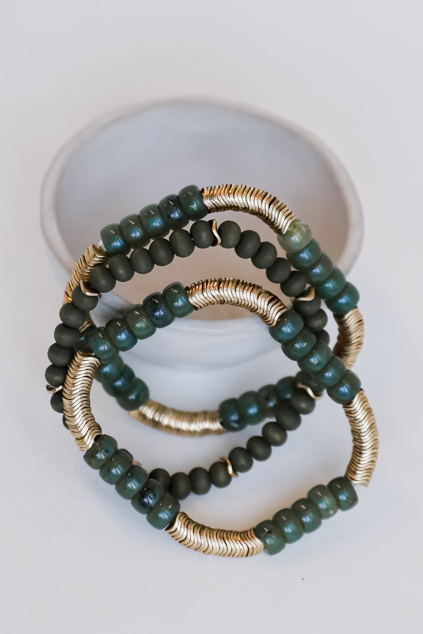 Green Beaded Bracelet Set