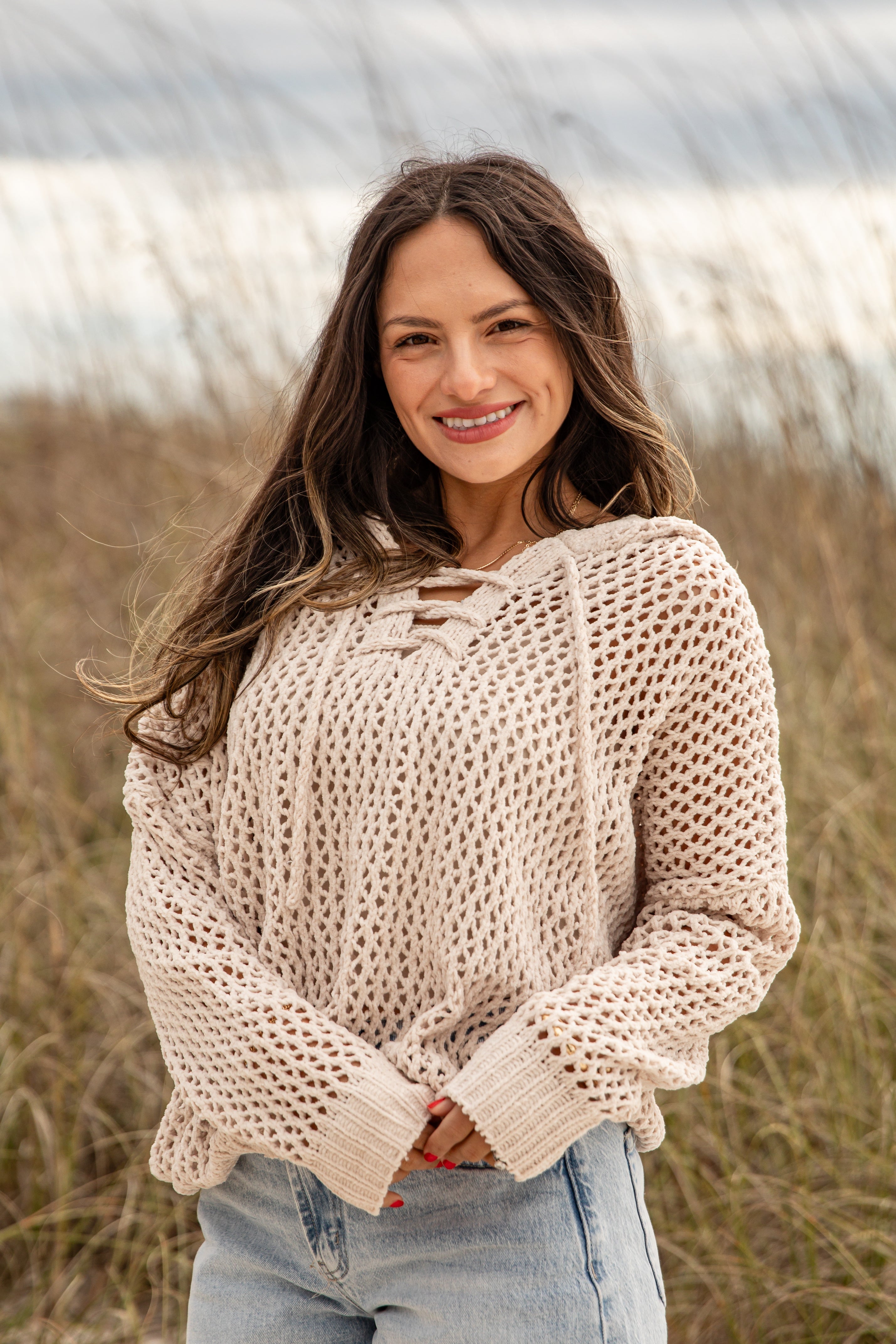 Drift Away Crochet Beige Knit | Trendy Tops for Women