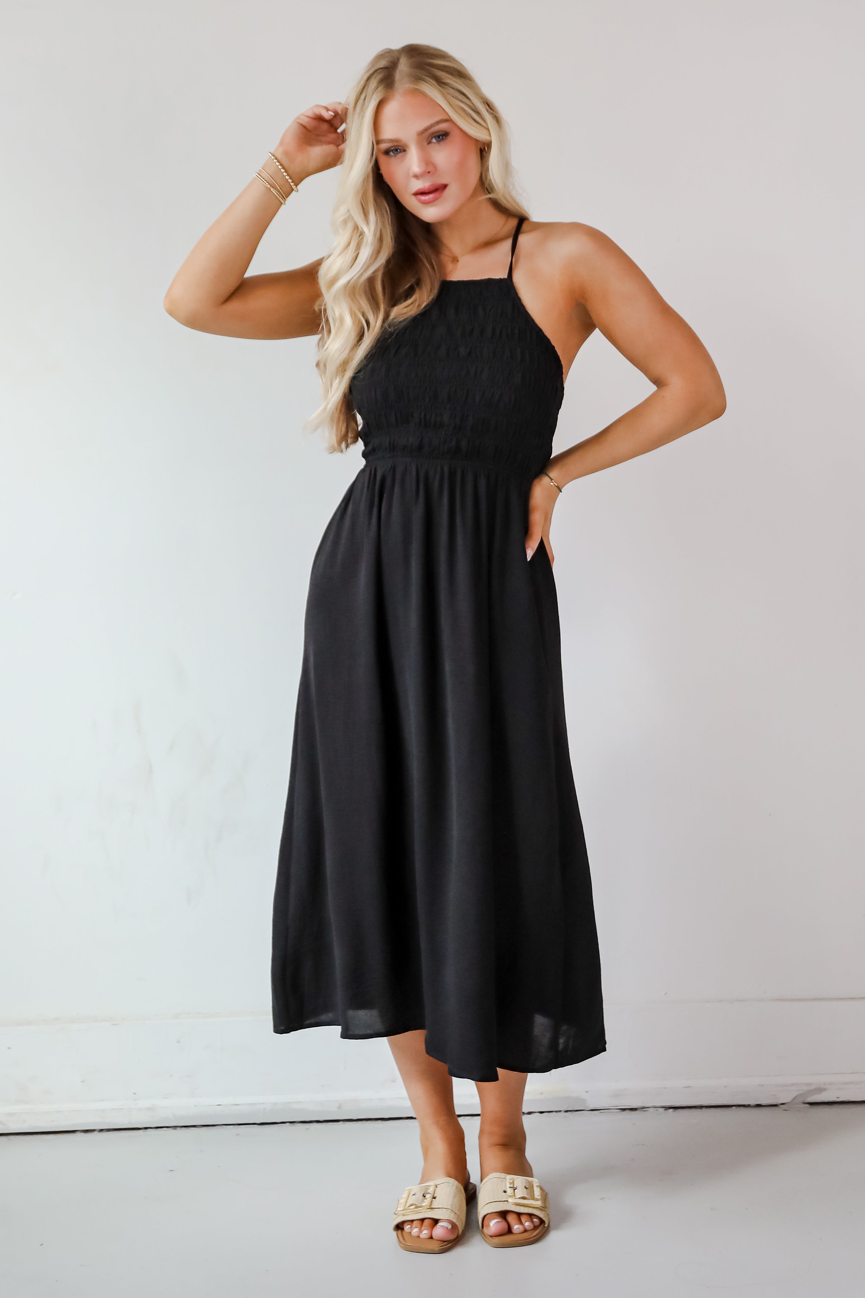 Before You Know It Smocked Midi Dress