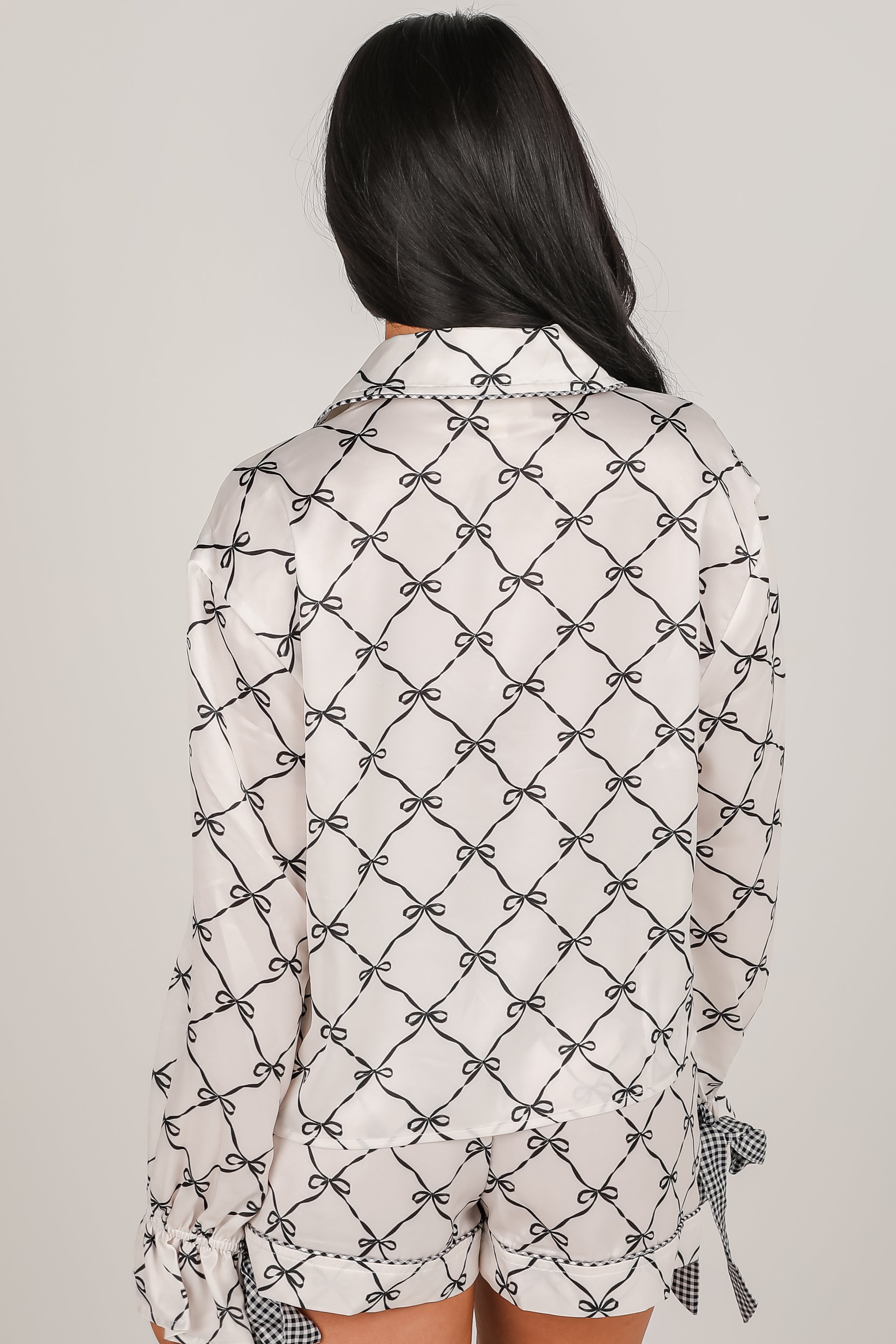 Peaceful Mornings Black Bow Pajama Top