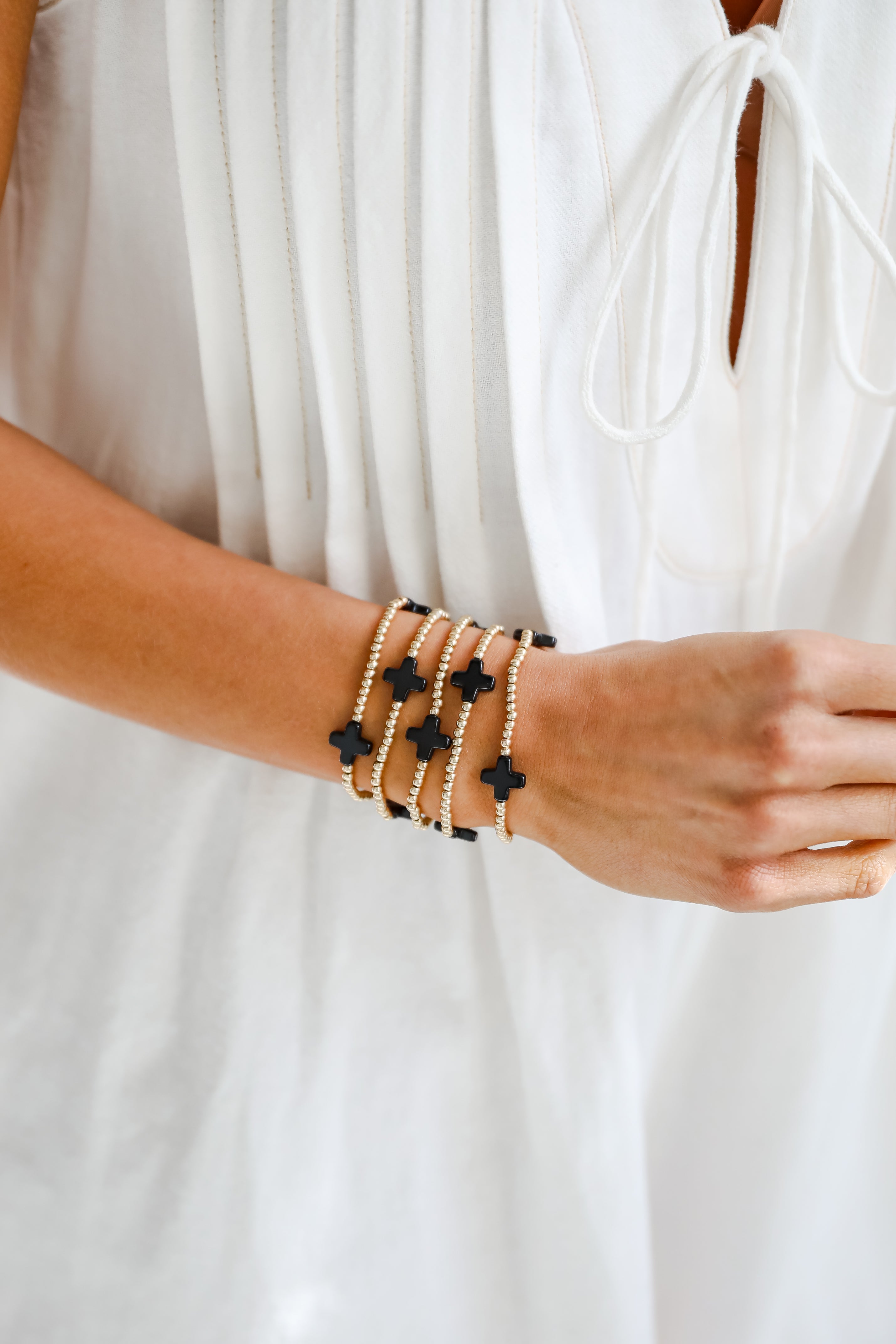 Alanna Black Beaded Bracelet Set