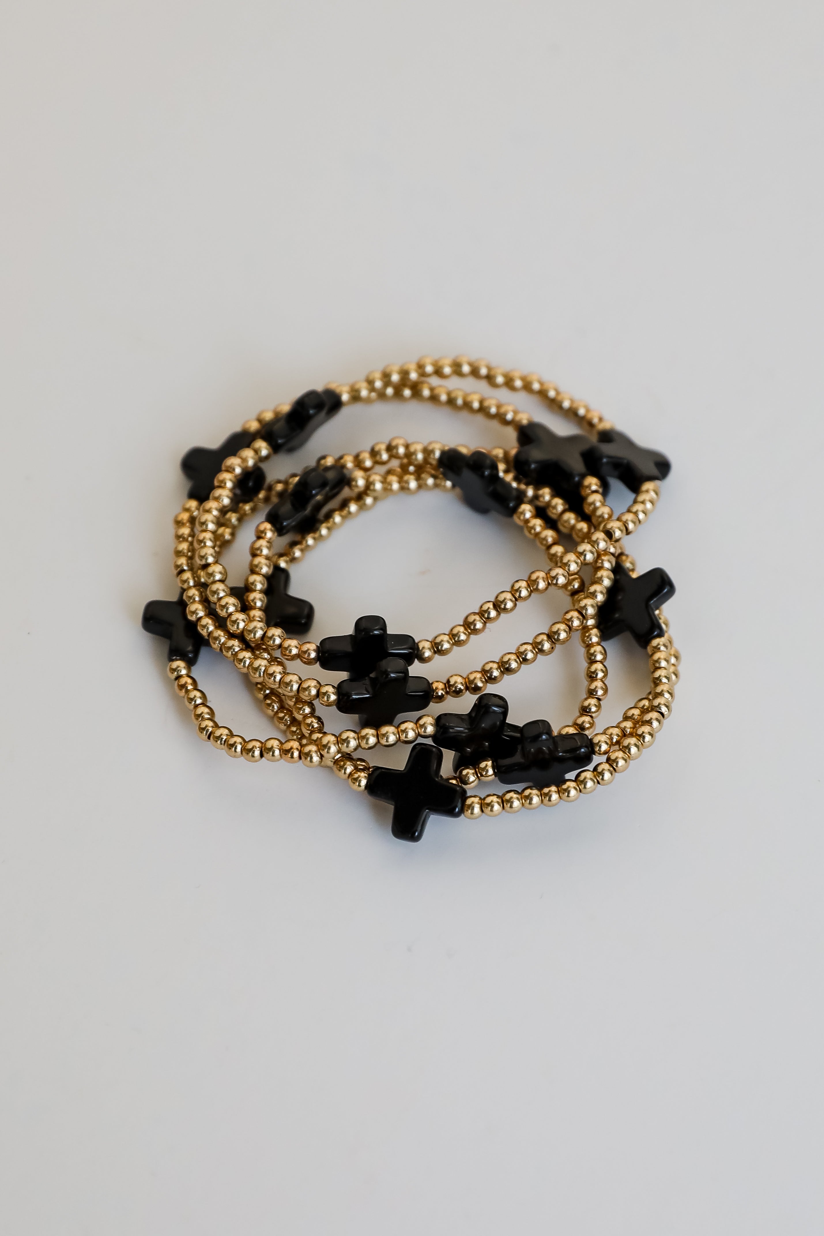 Alanna Black Beaded Bracelet Set