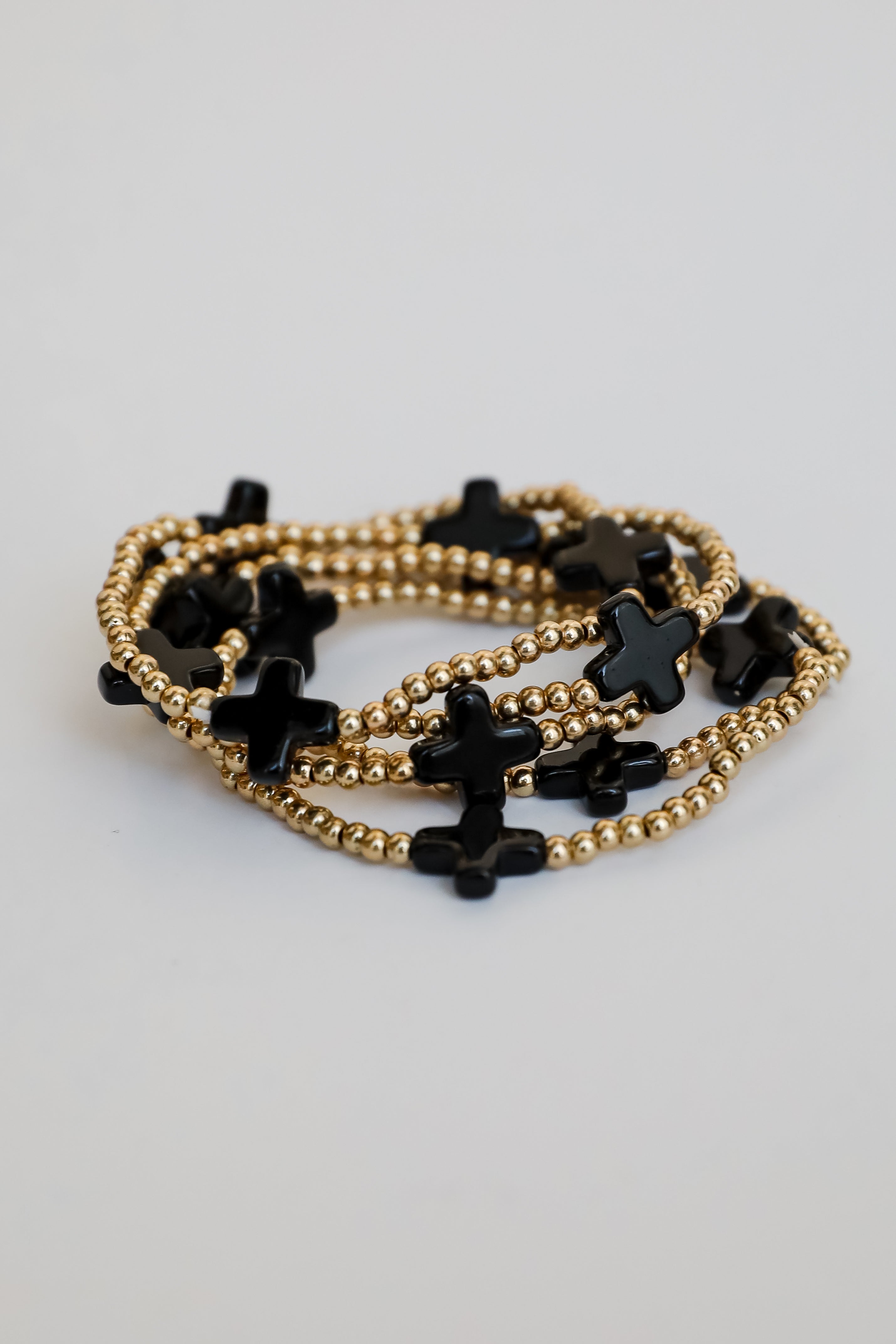 Alanna Black Beaded Bracelet Set