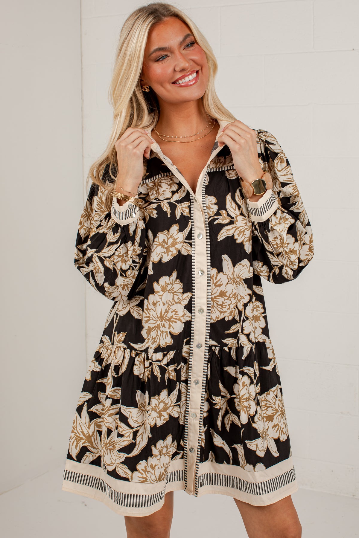 Style Notes Black Floral Mini Dress