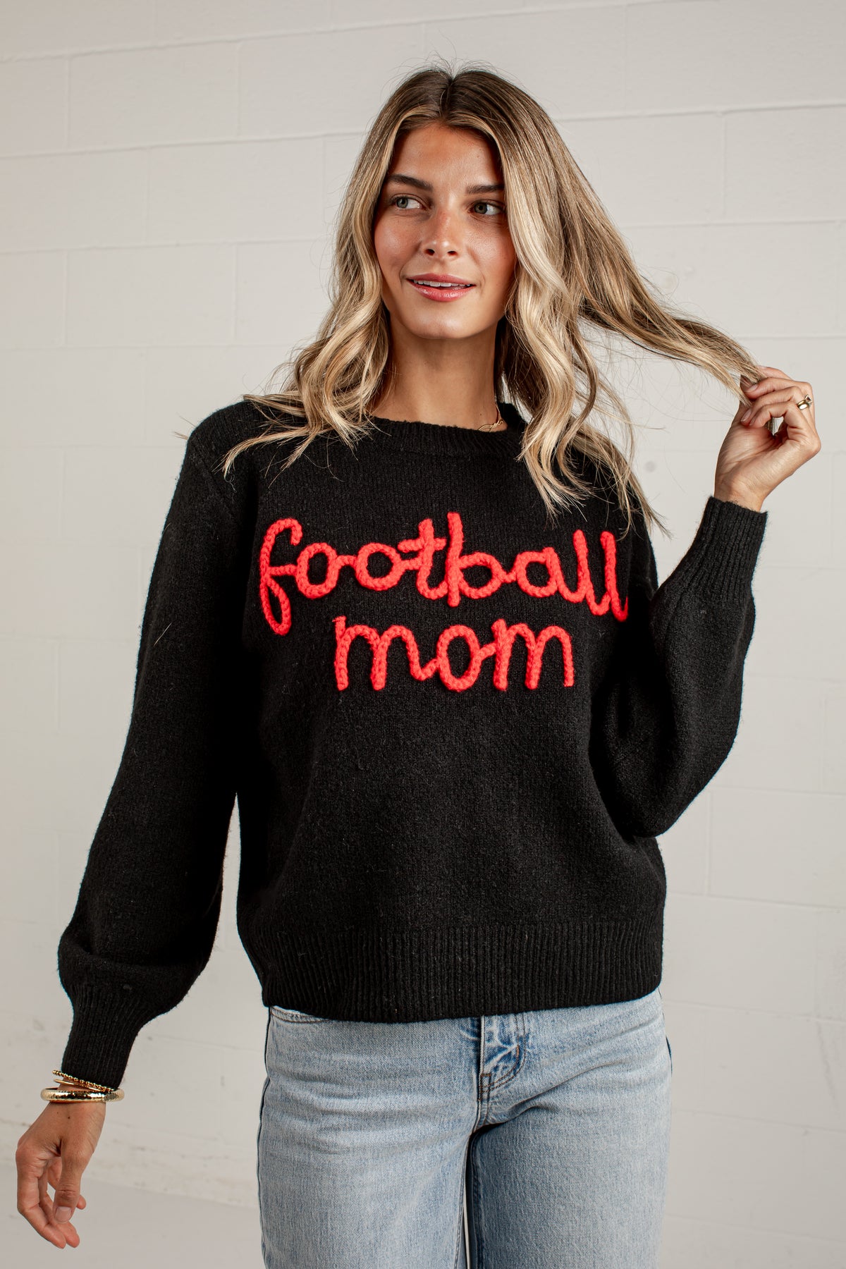 Football Mom Black Knit Sweater