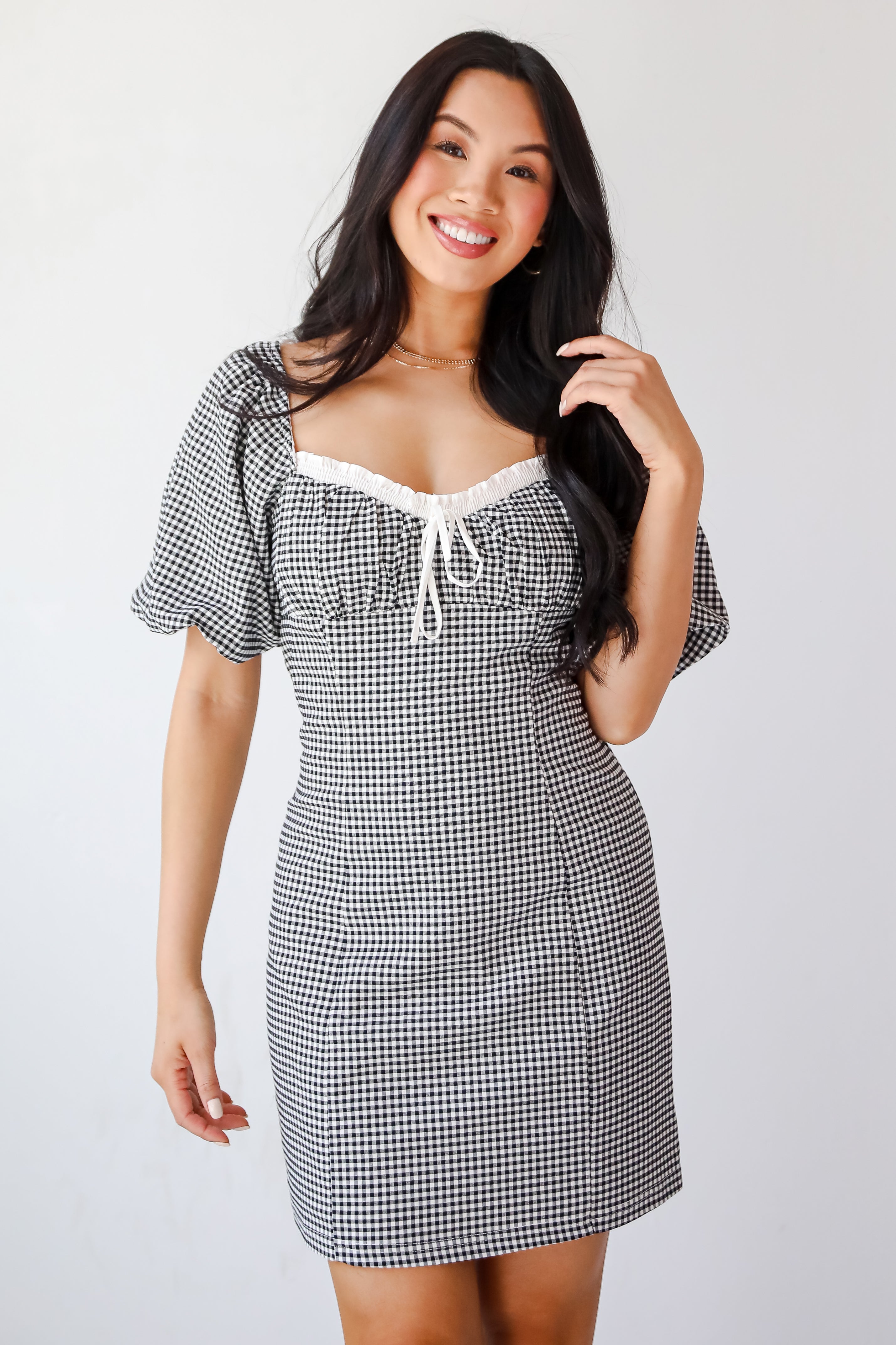 Charming Inspiration Black Gingham Mini Dress