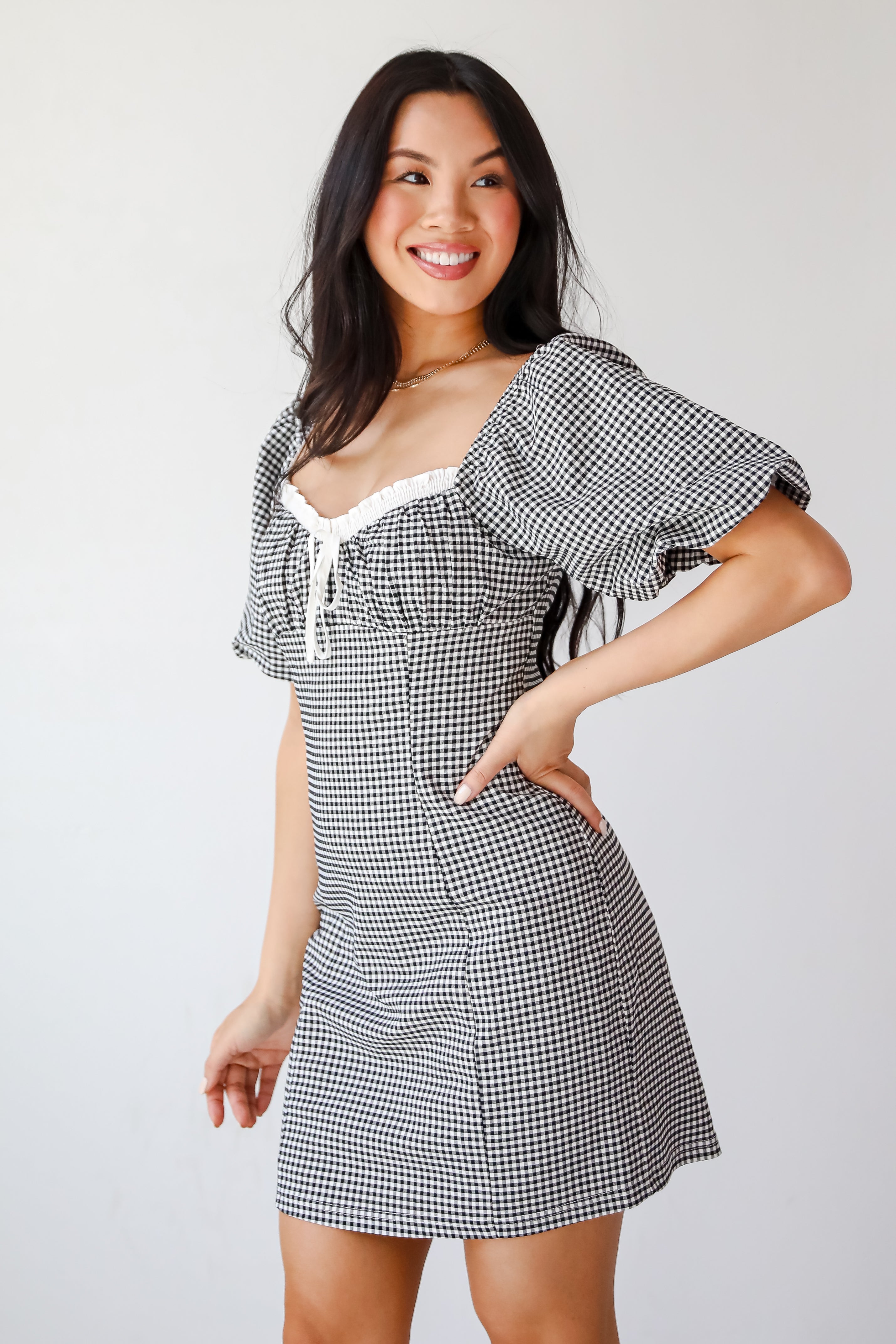 Charming Inspiration Black Gingham Mini Dress