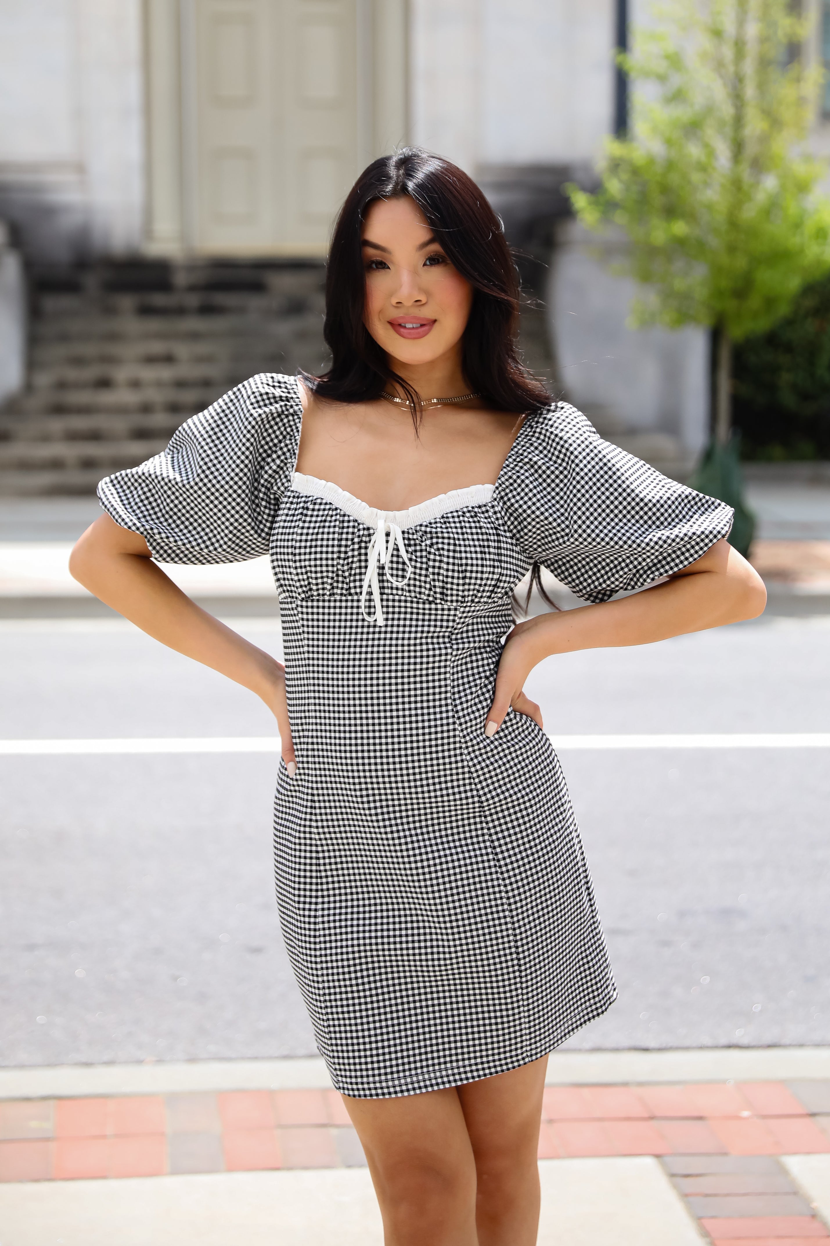 Charming Inspiration Black Gingham Mini Dress