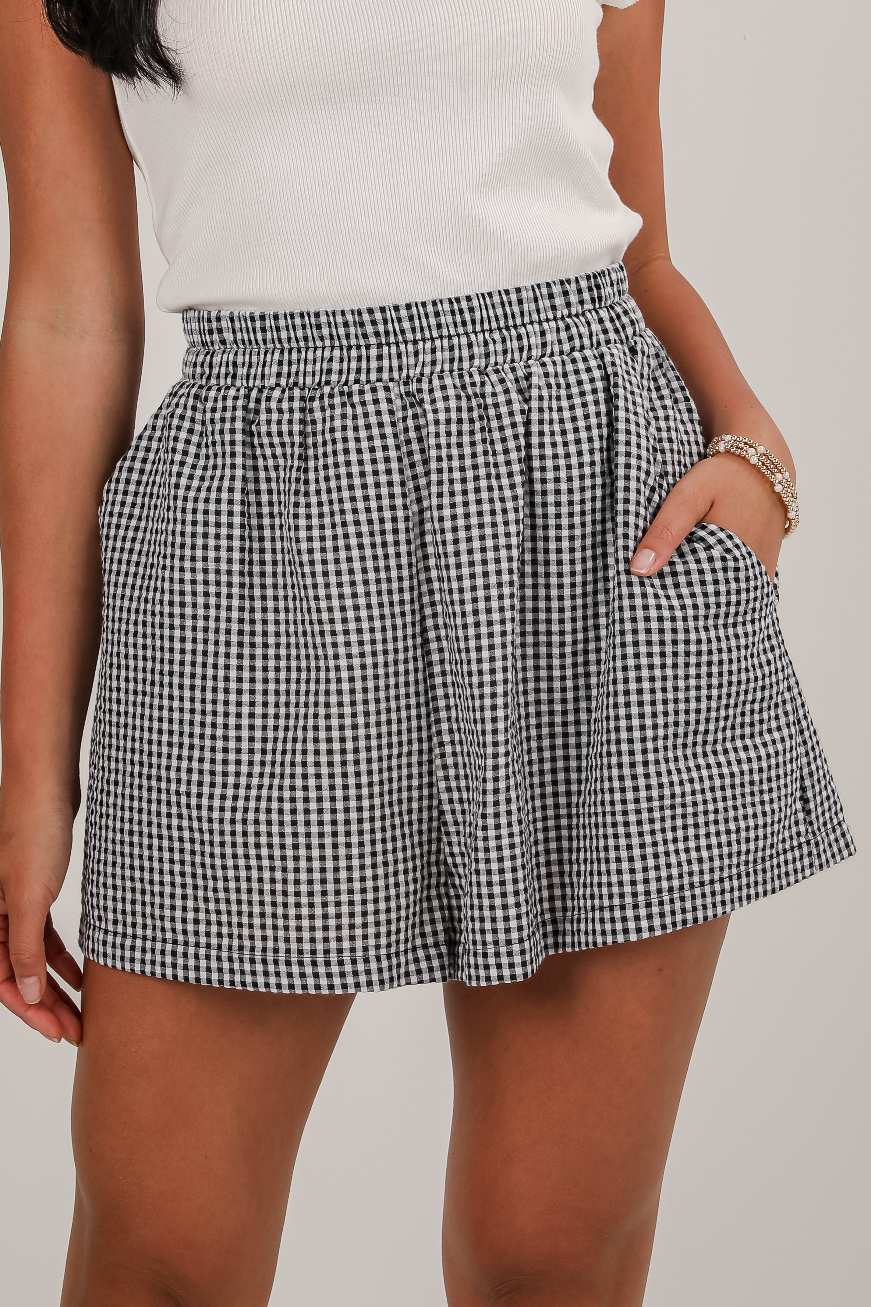 Be My Muse Black Gingham Shorts