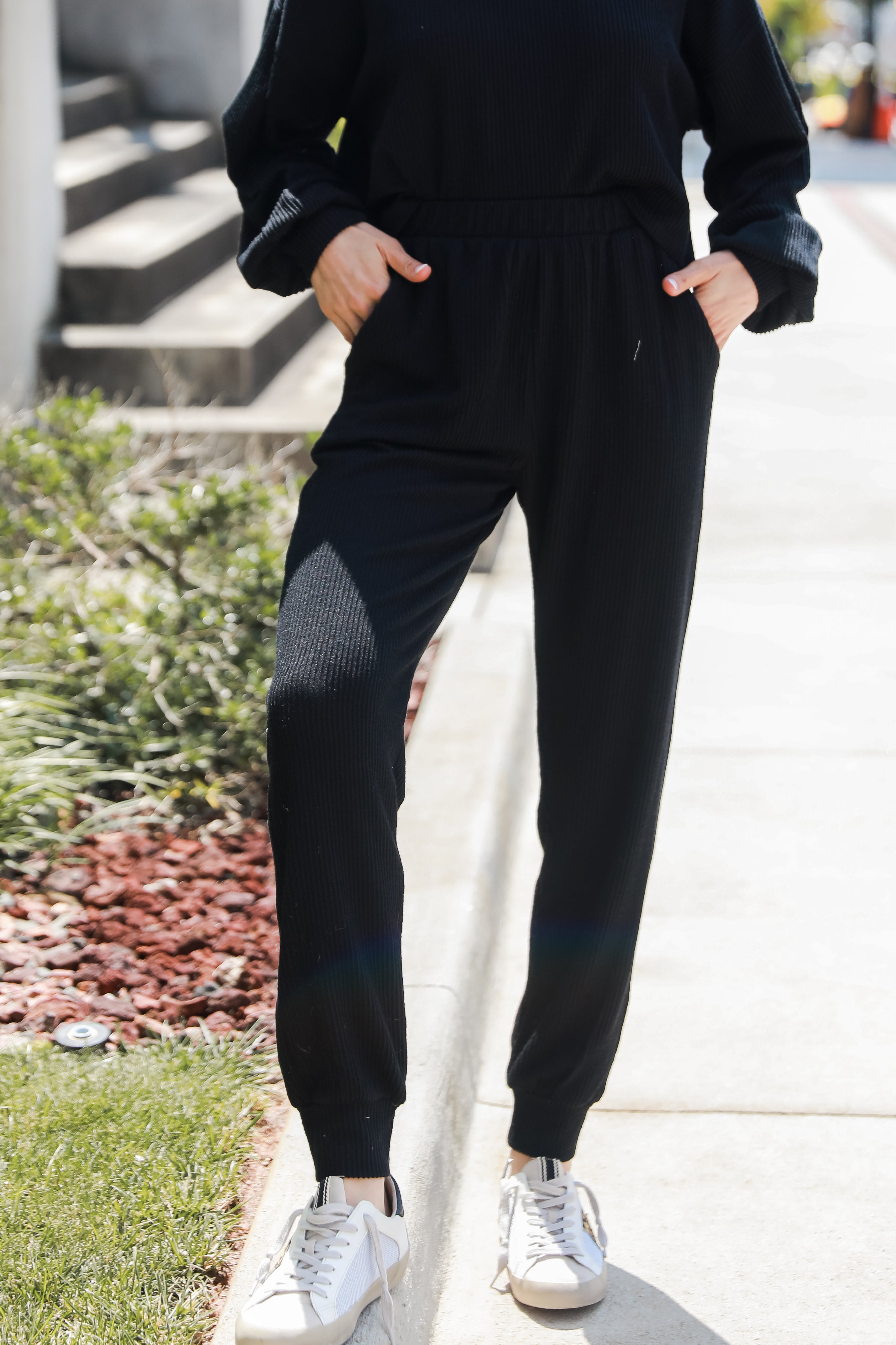 black Corded Joggers