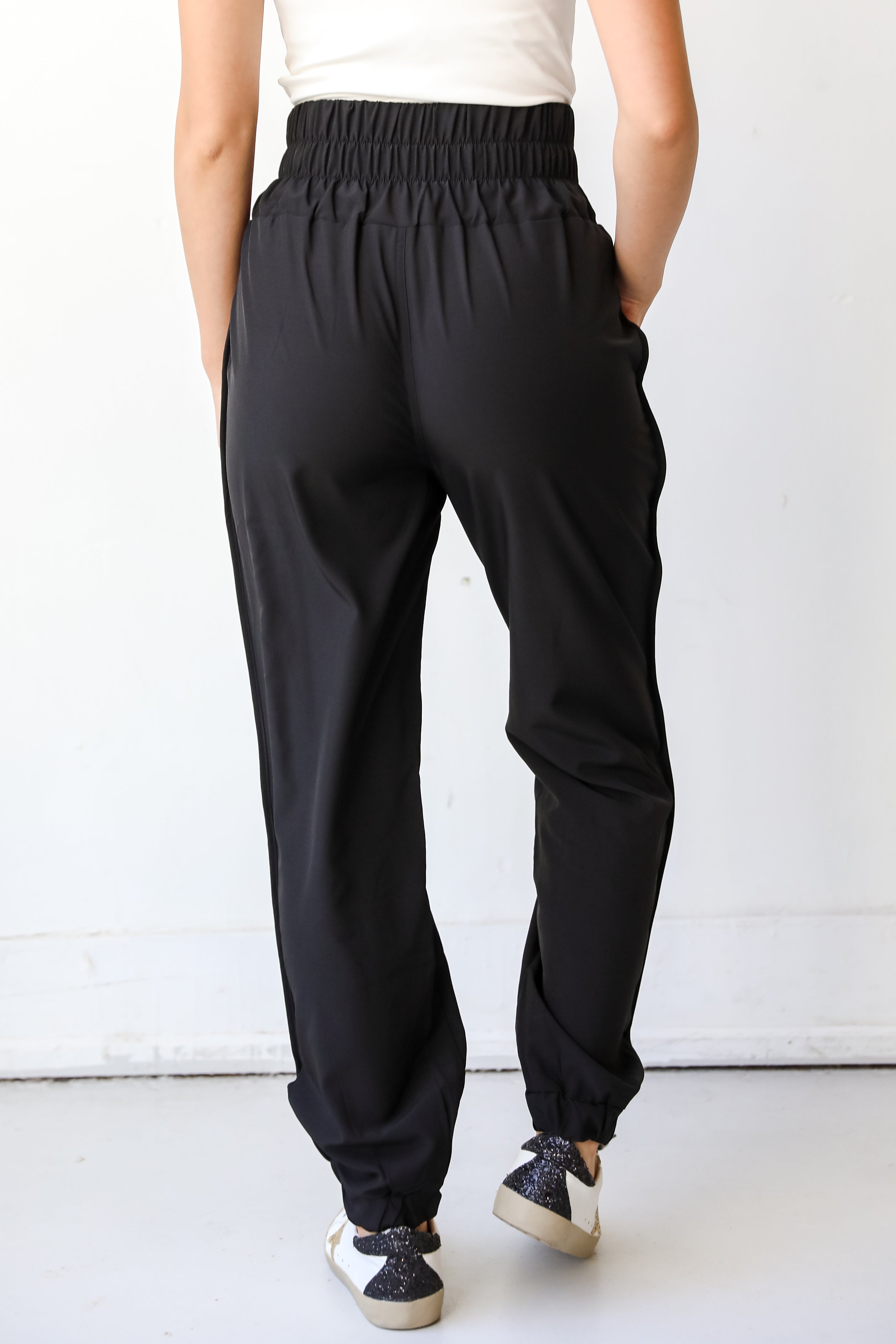 black Joggers back view