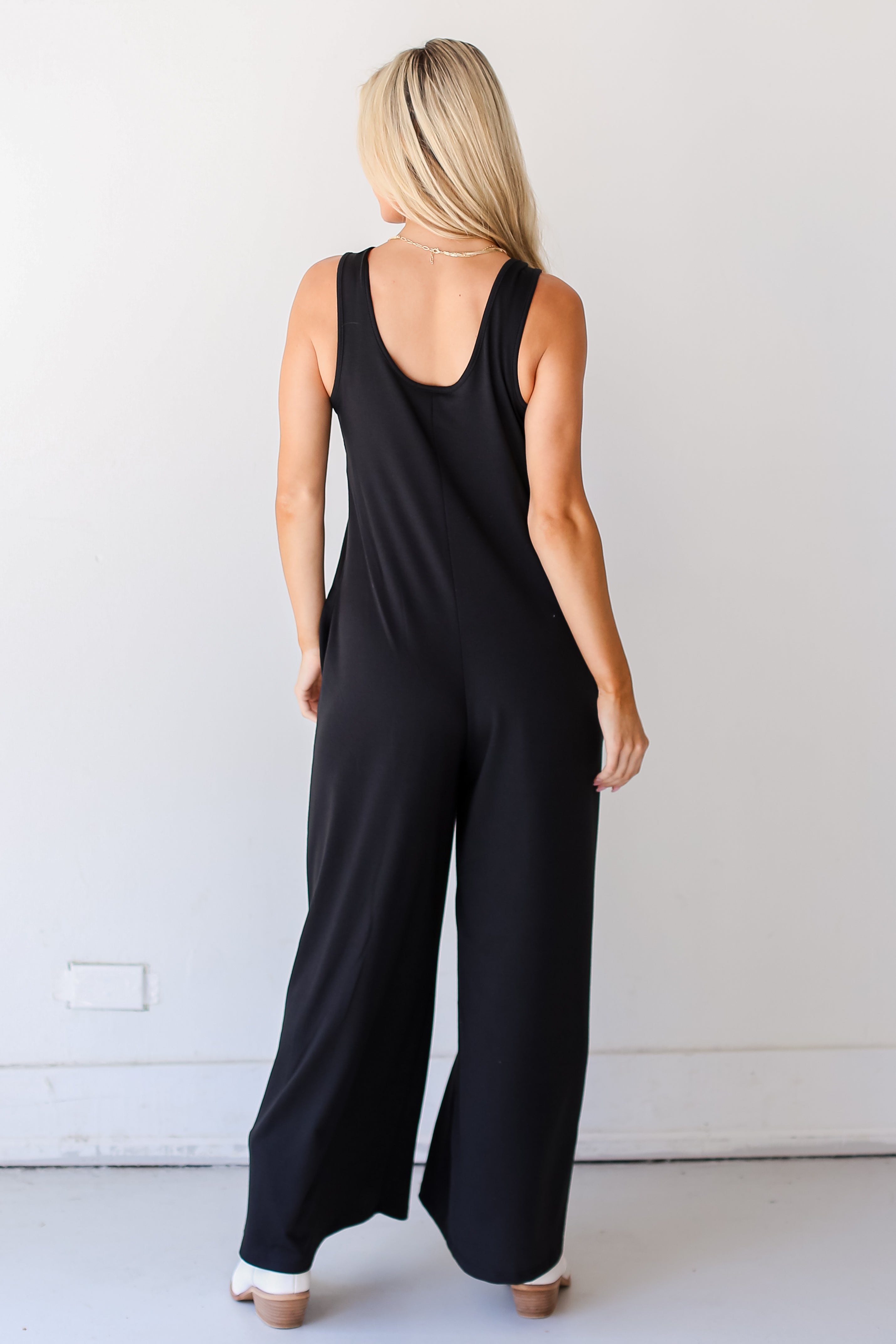 black Wide Leg Jumpsuit back view