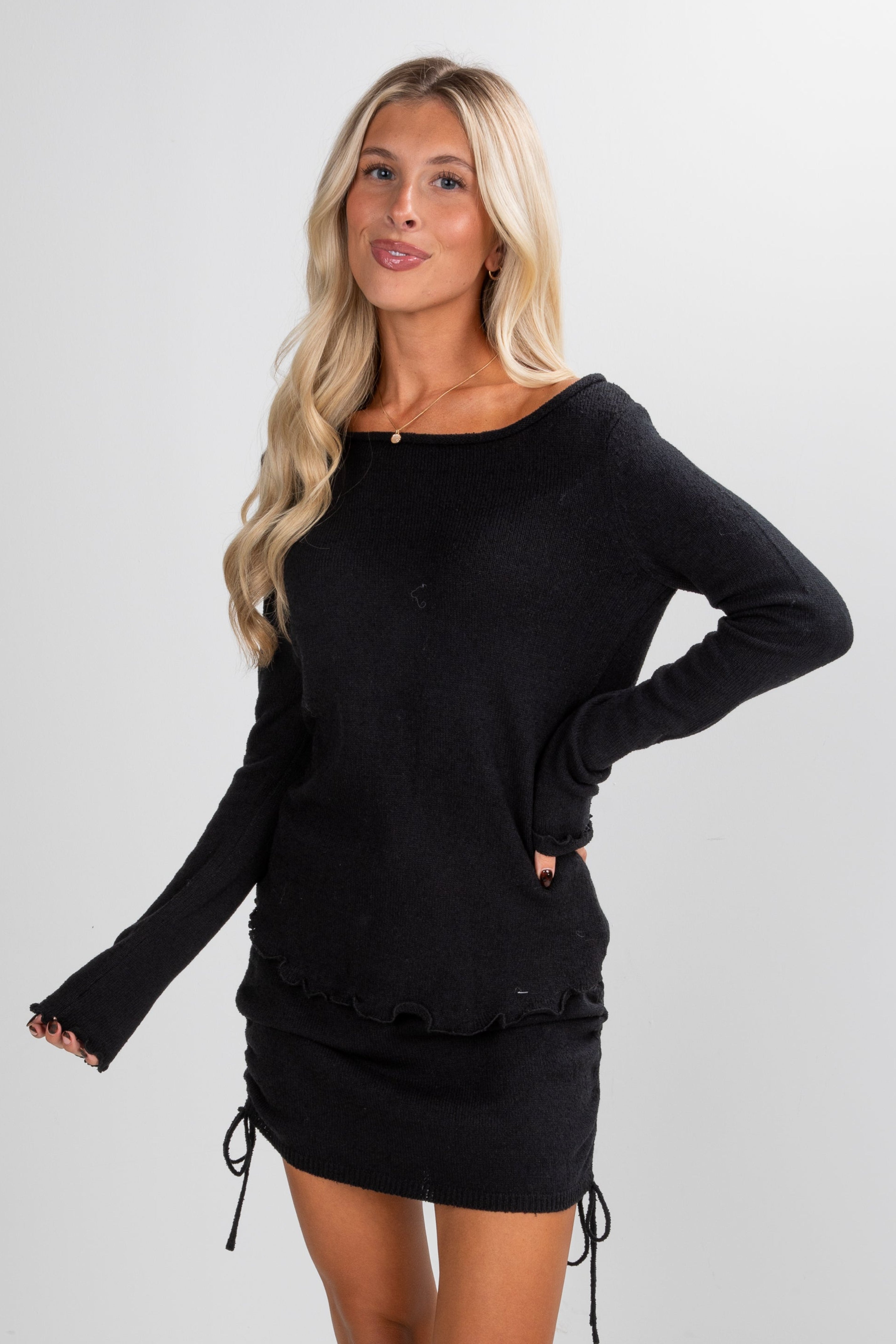 black knit top