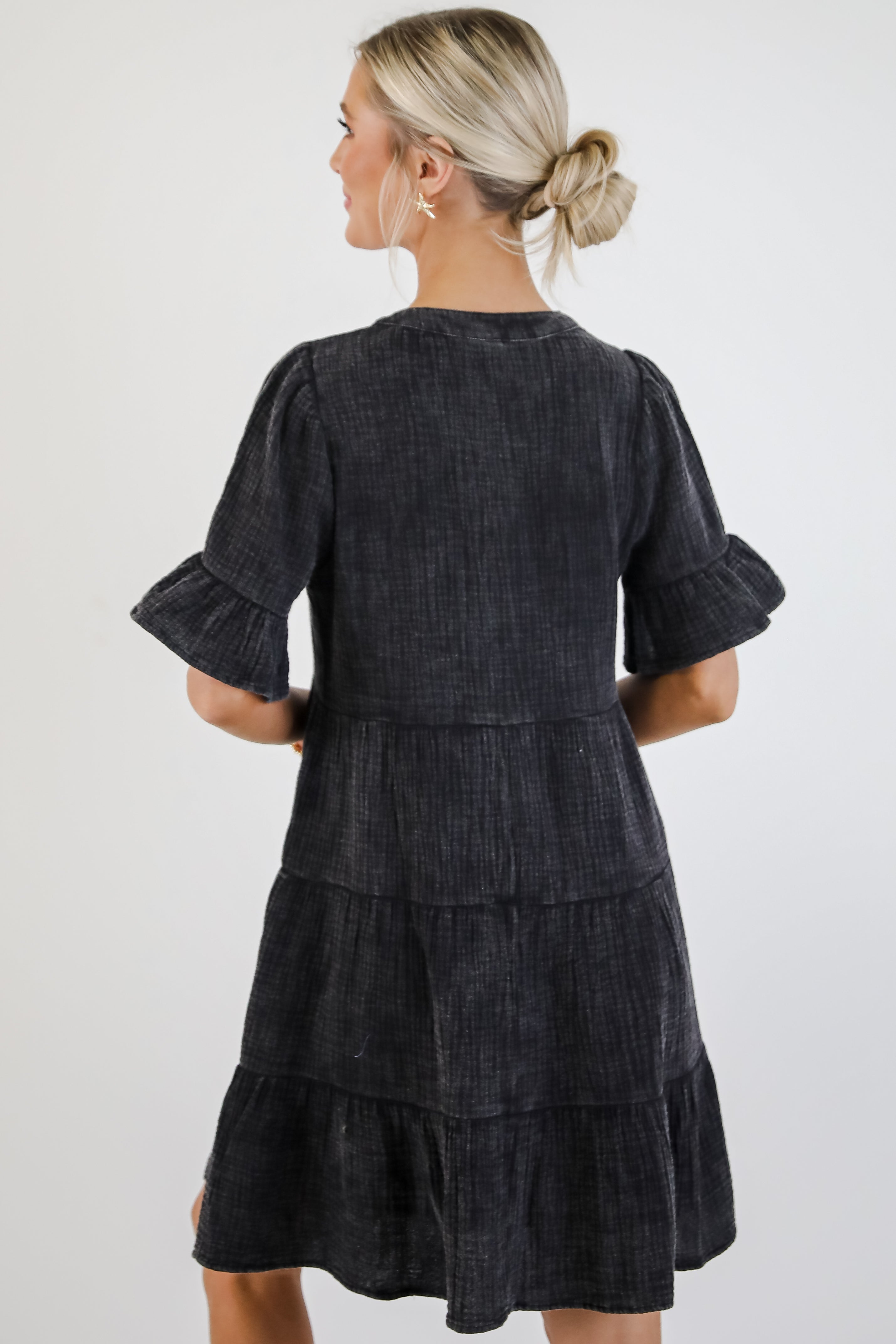 Lovely Thoughts Linen Tiered Mini Dress