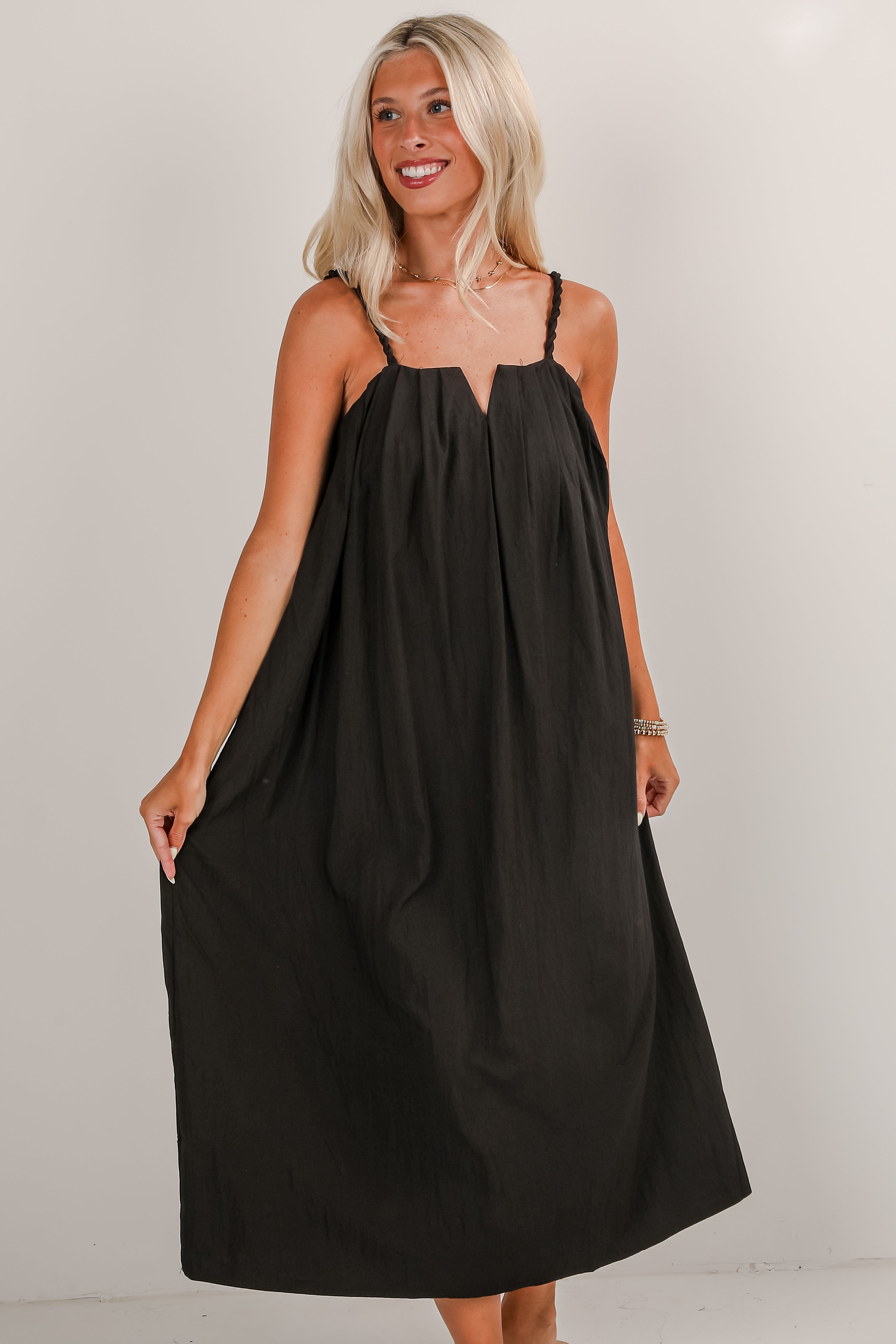 Elegant Finesse Black Maxi Dress