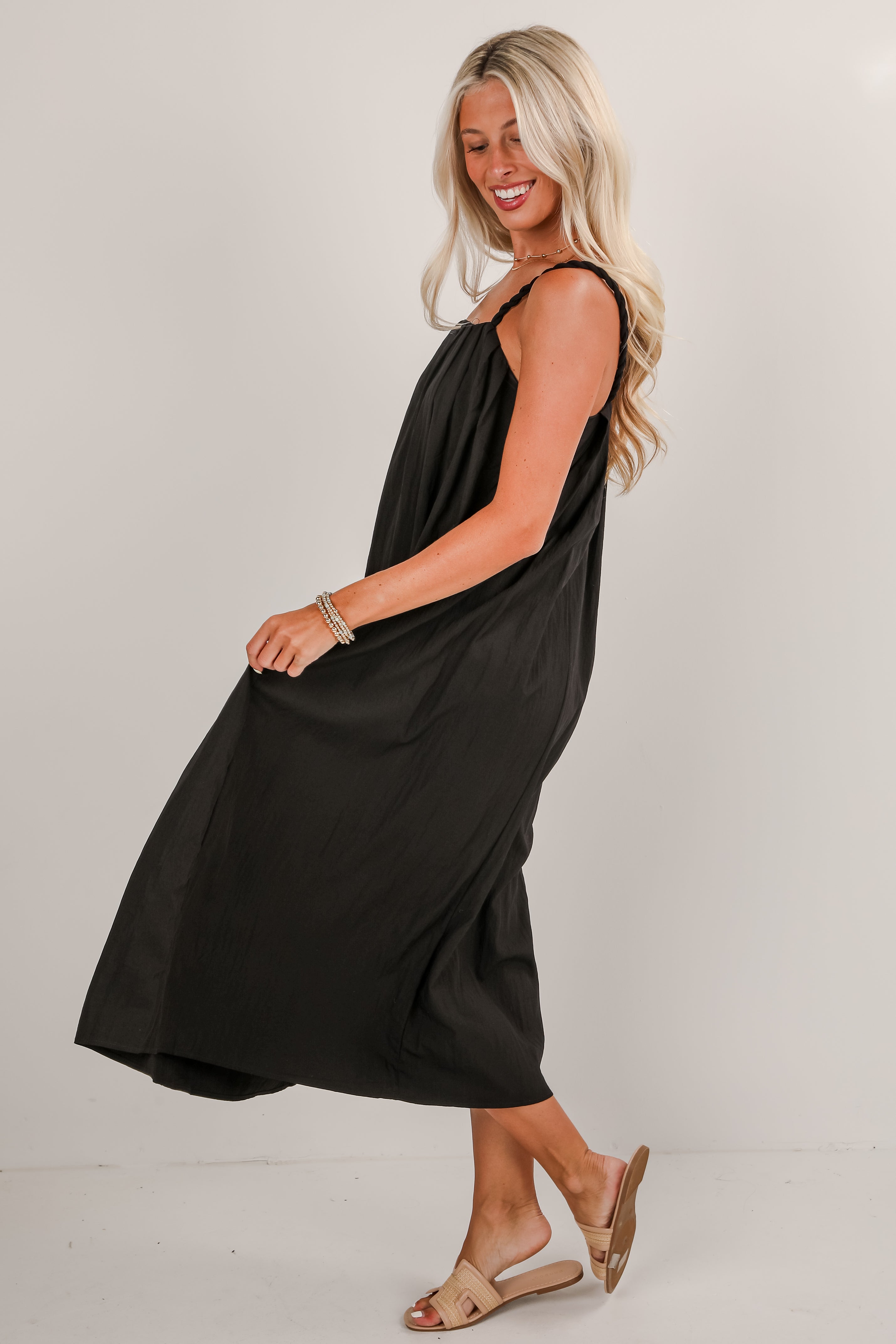Elegant Finesse Black Maxi Dress