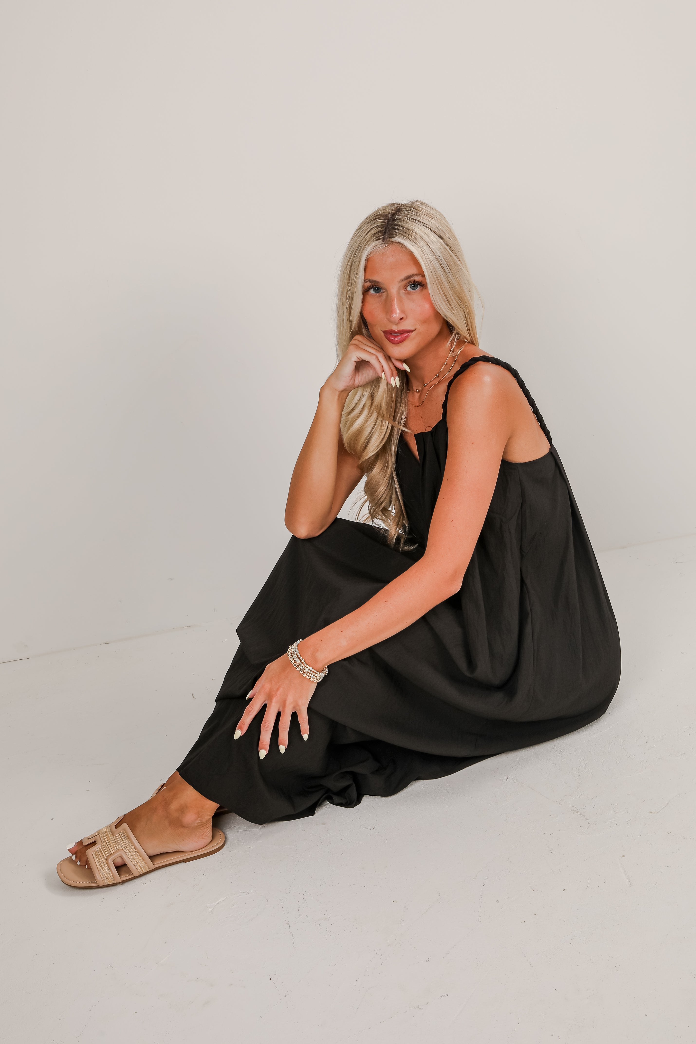 Elegant Finesse Black Maxi Dress