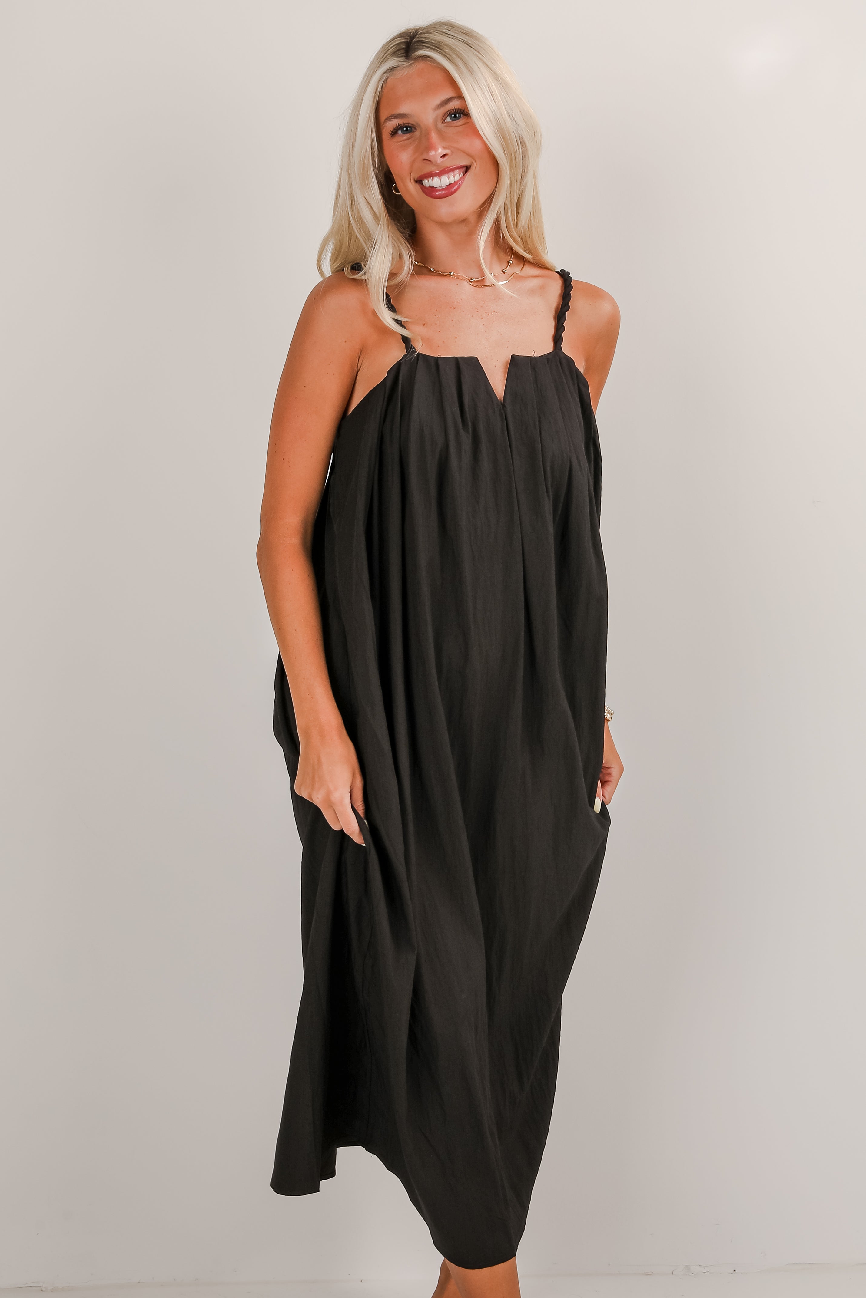 Elegant Finesse Black Maxi Dress
