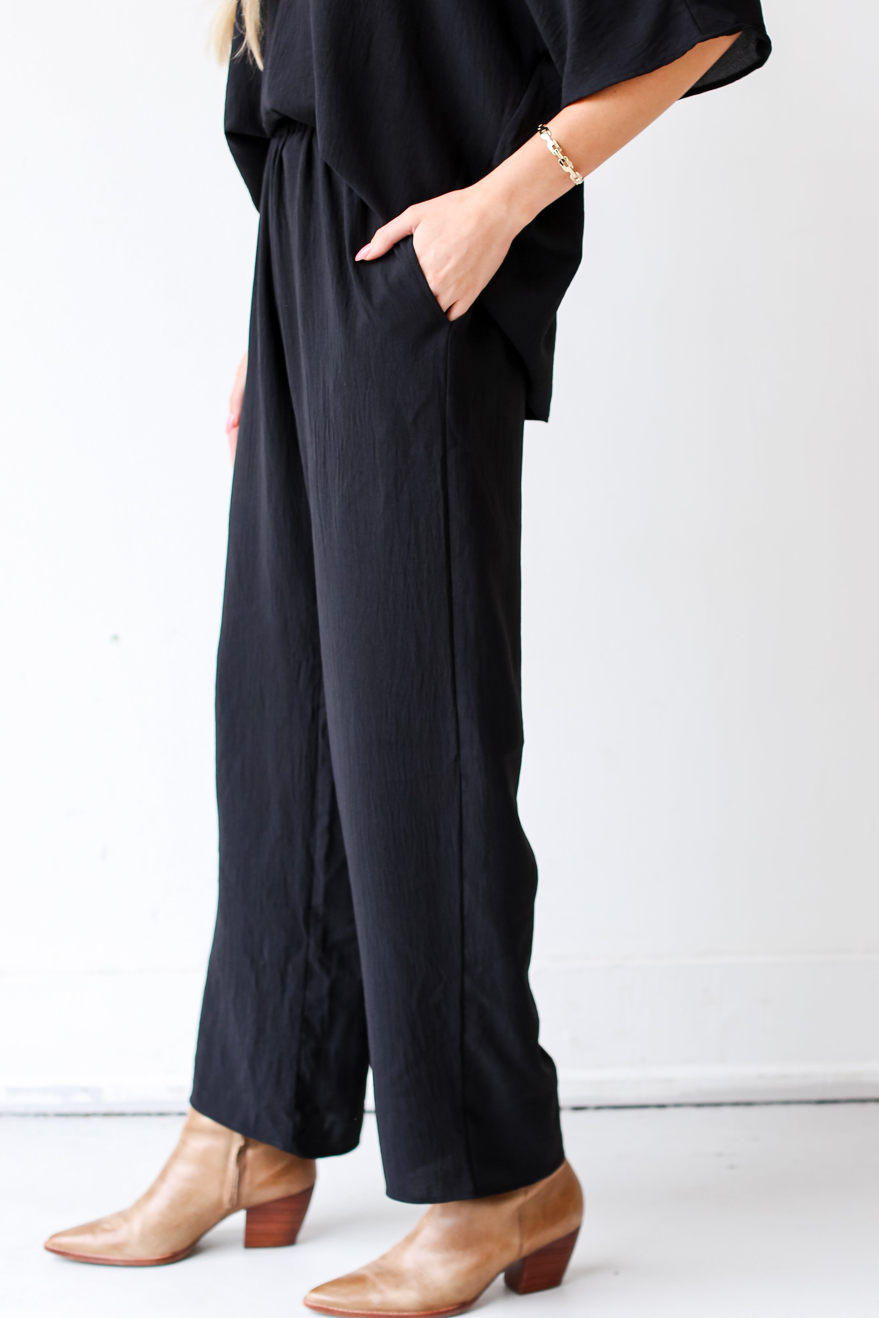 black Wide Leg Pants side view