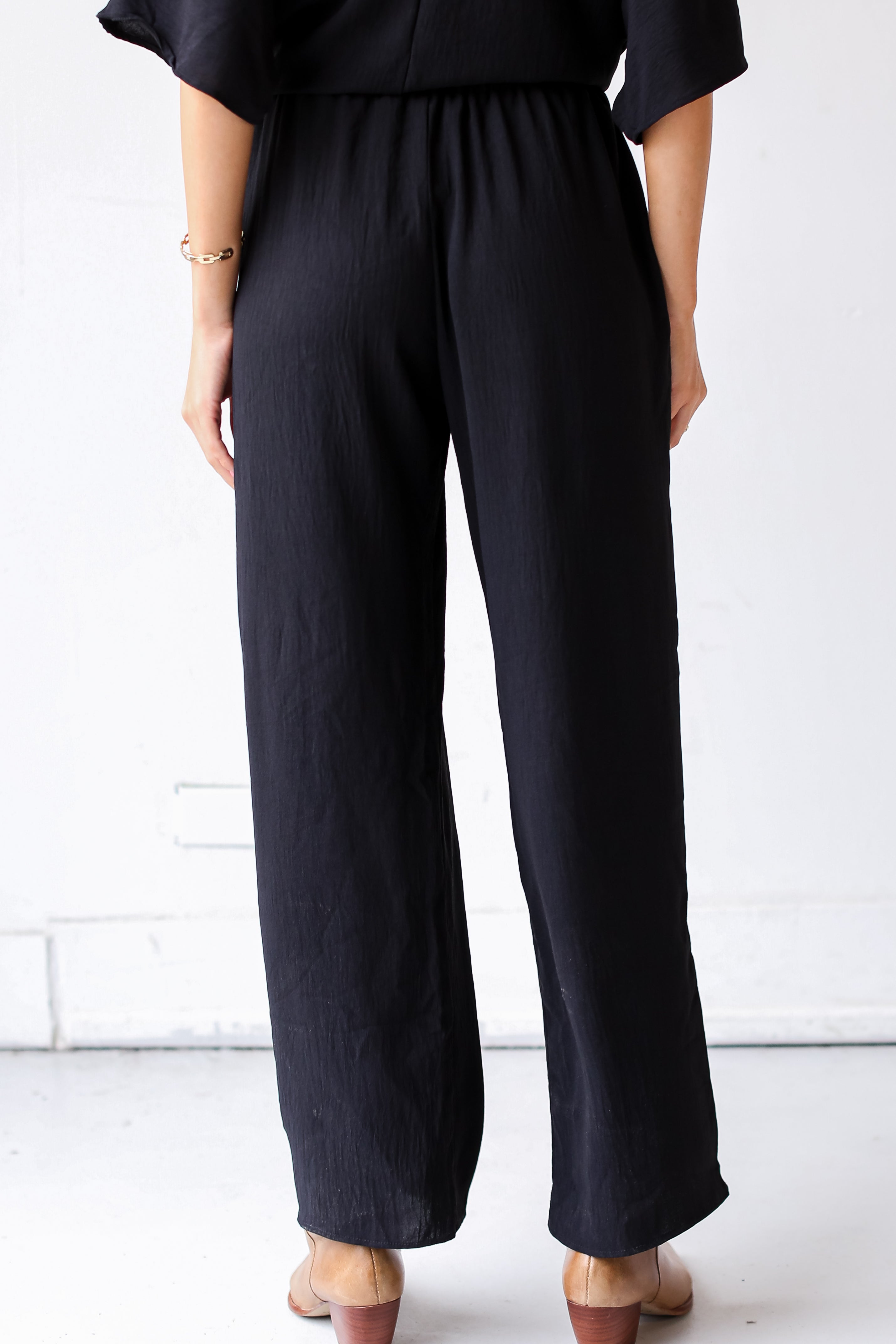 black Wide Leg Pants back view