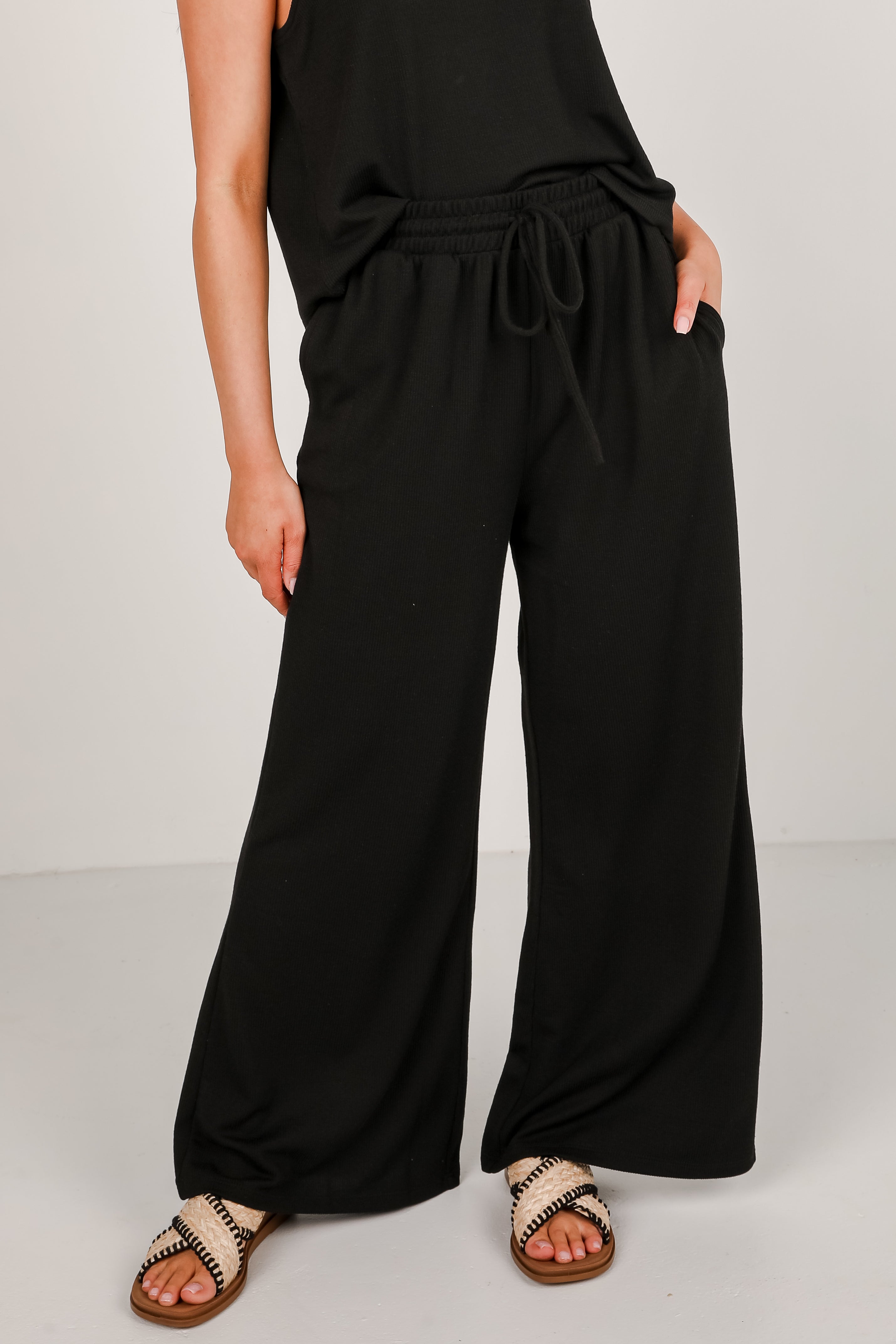 Take A Break Black Ribbed Pants