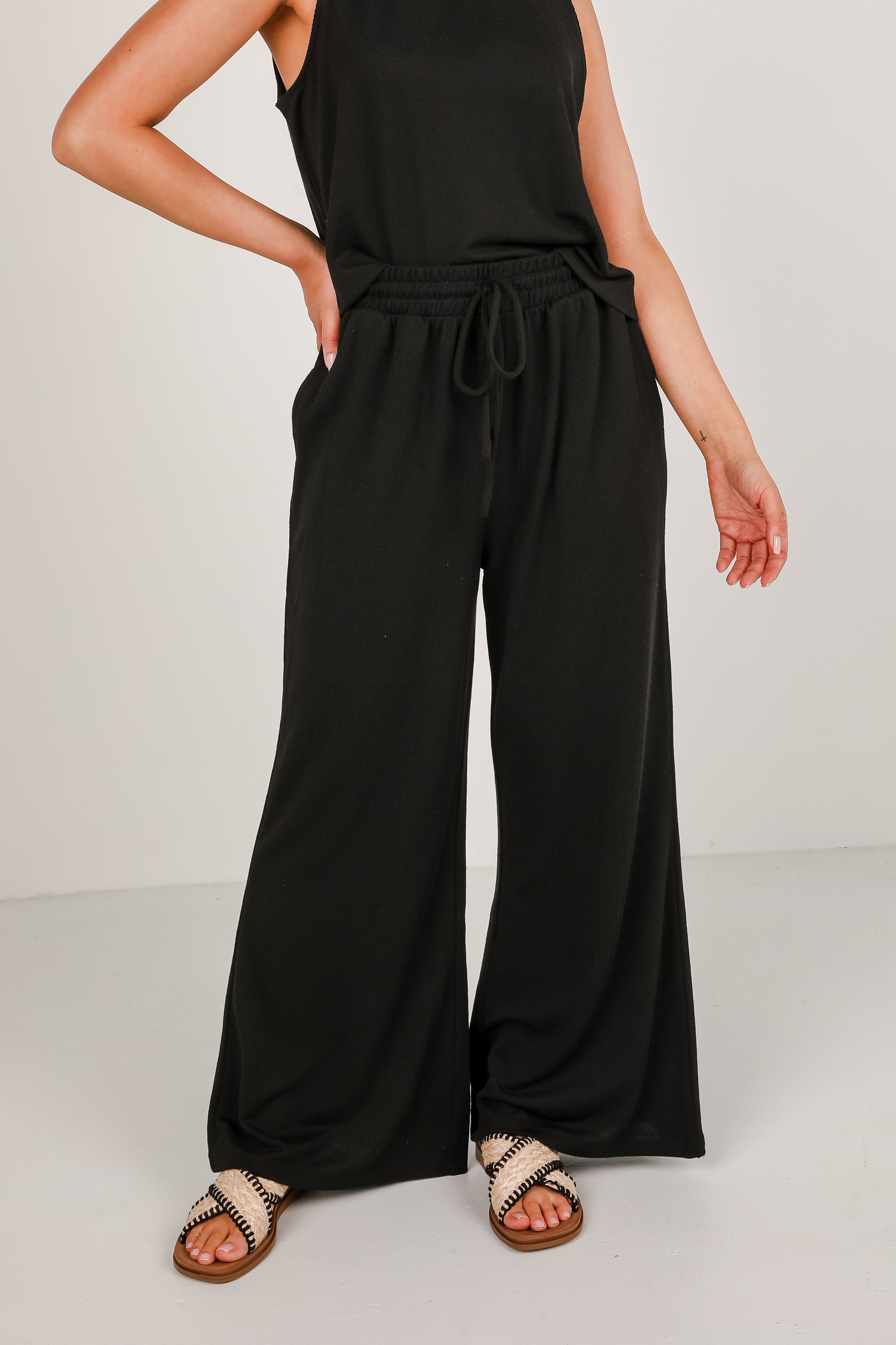 Take A Break Black Ribbed Pants