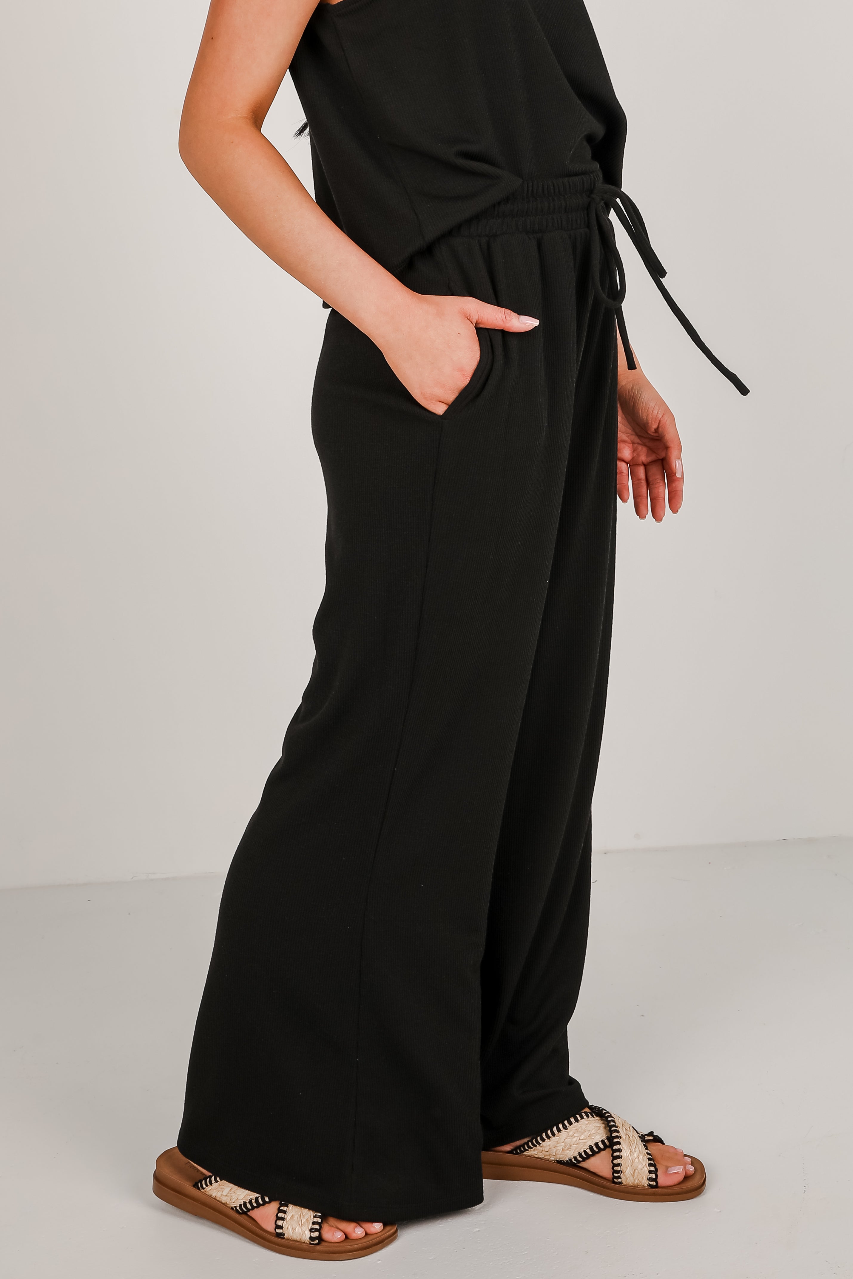 Take A Break Black Ribbed Pants