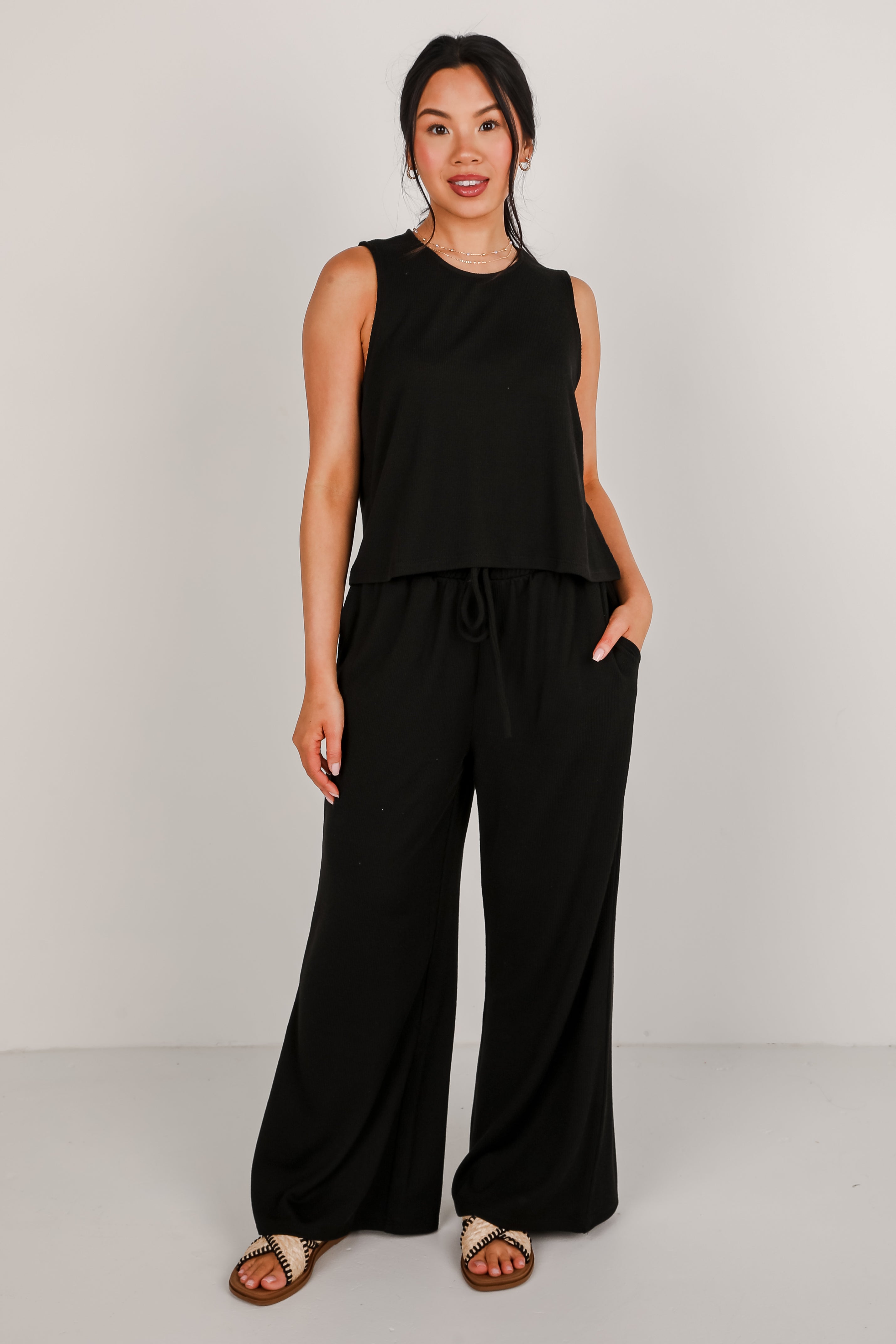 Take A Break Black Ribbed Pants