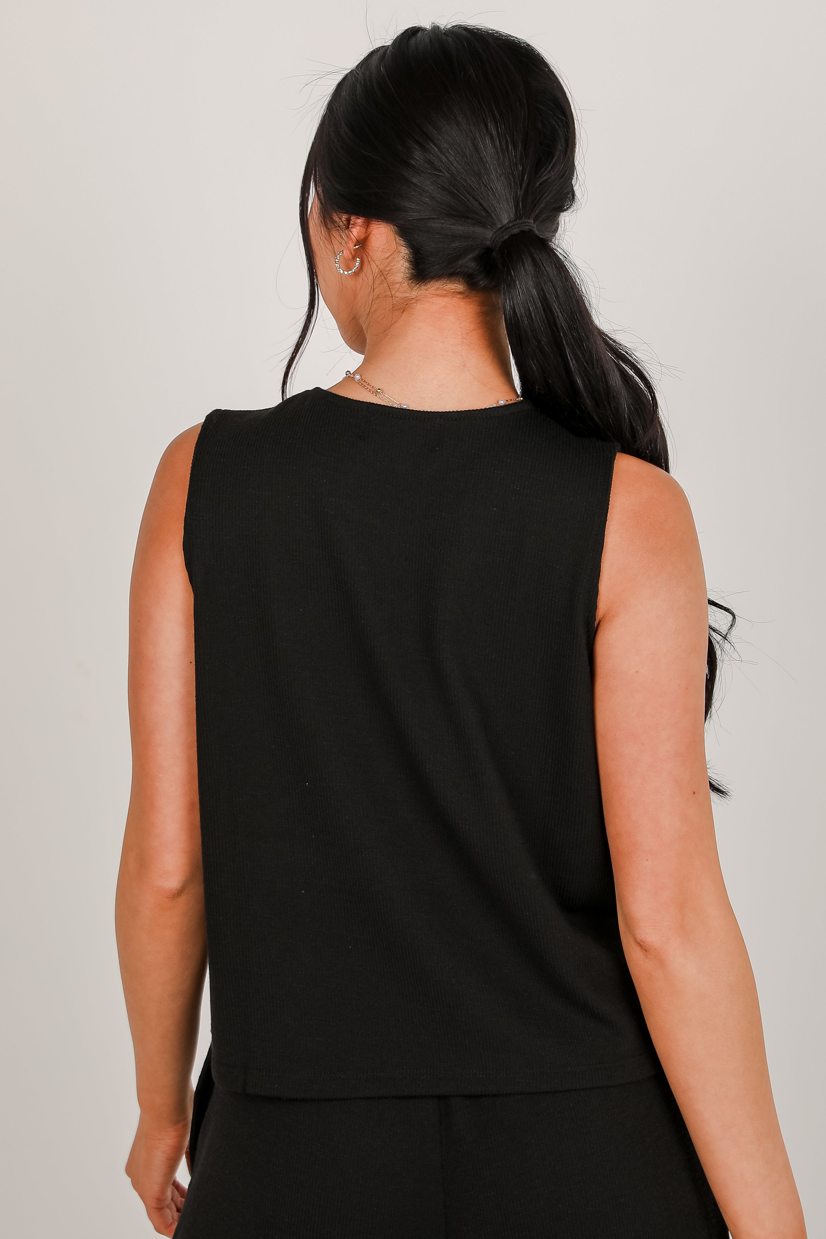 Take A Break Black Ribbed Tank