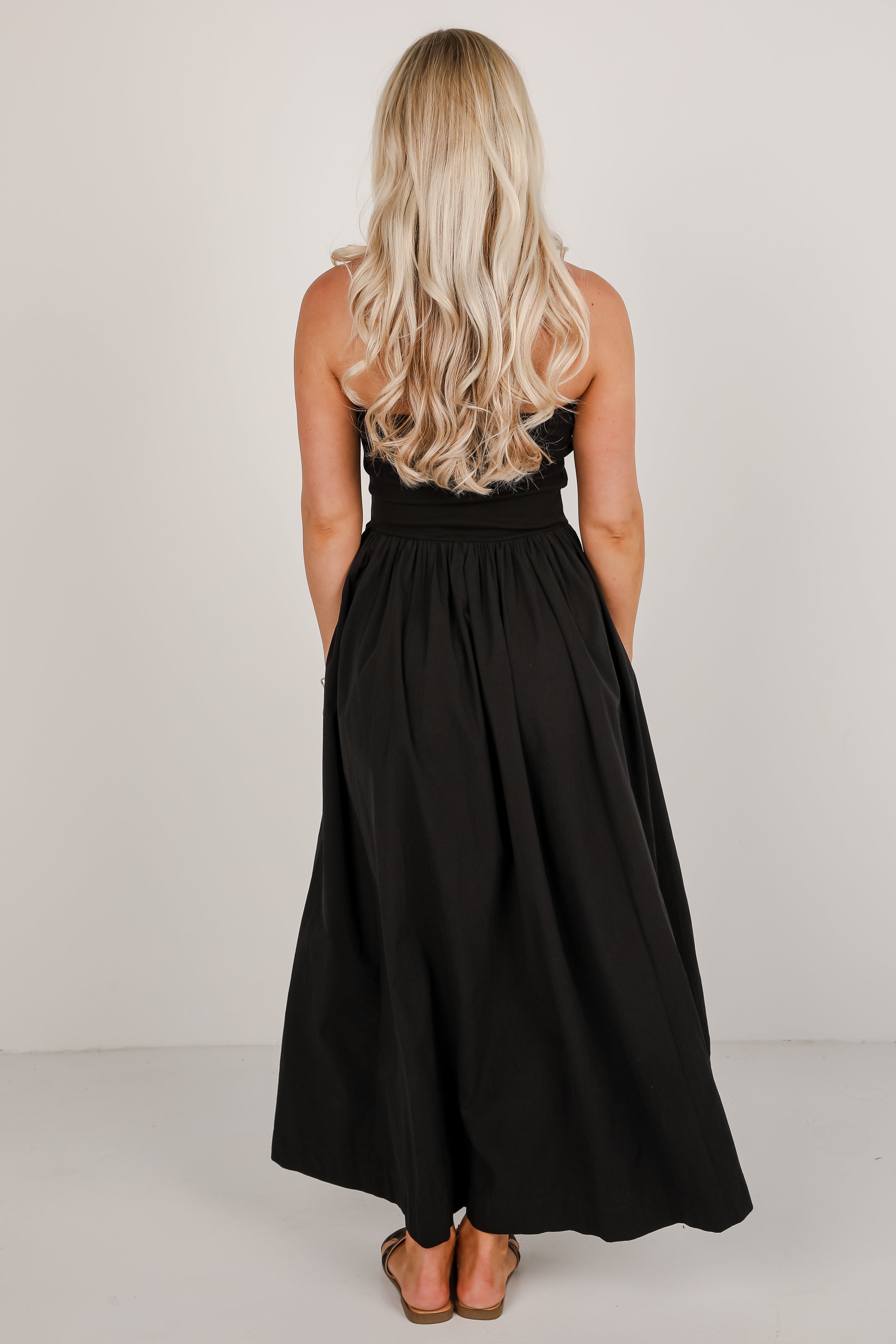 Looking Out For You Strapless Contrast Maxi Dress