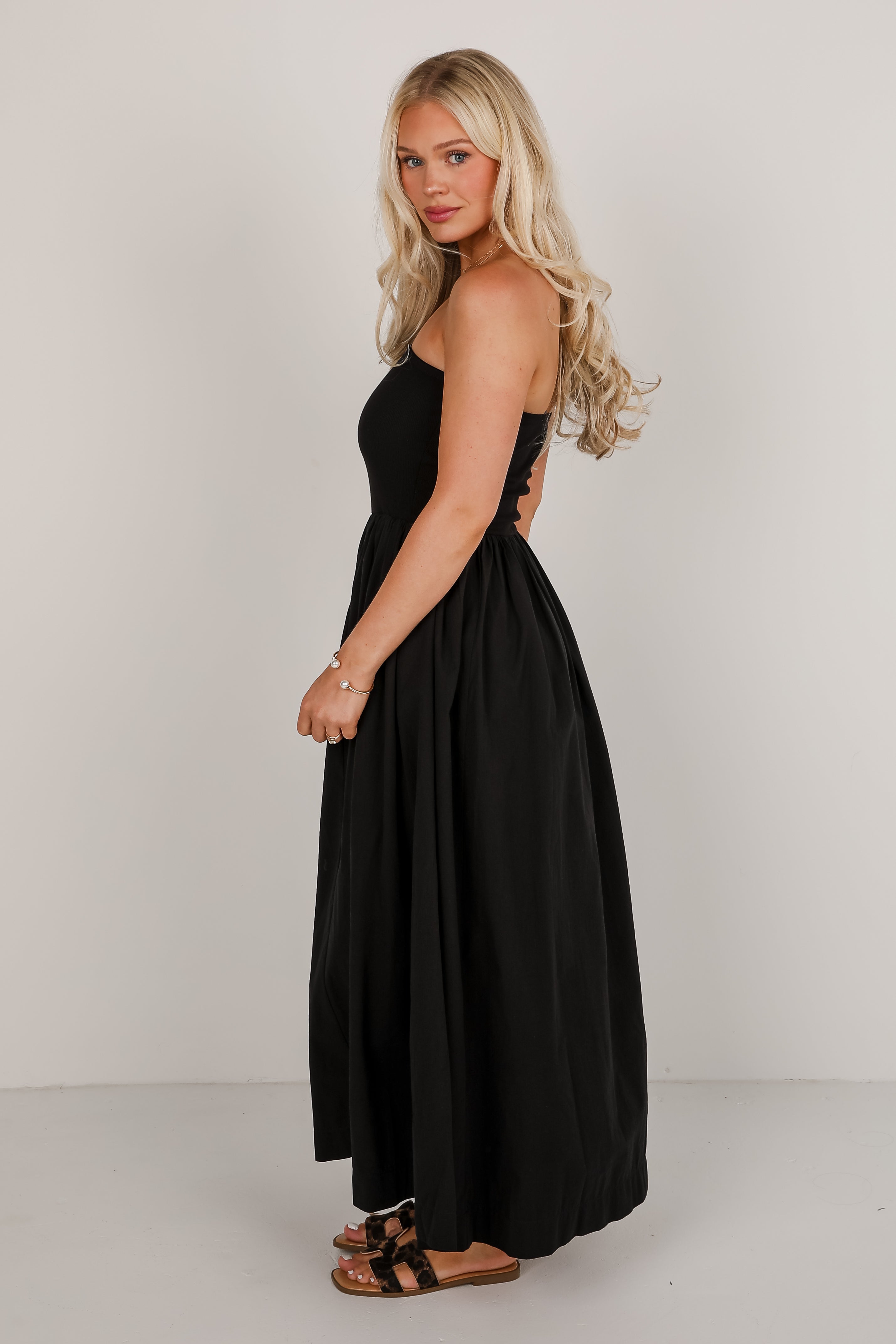 Looking Out For You Strapless Contrast Maxi Dress