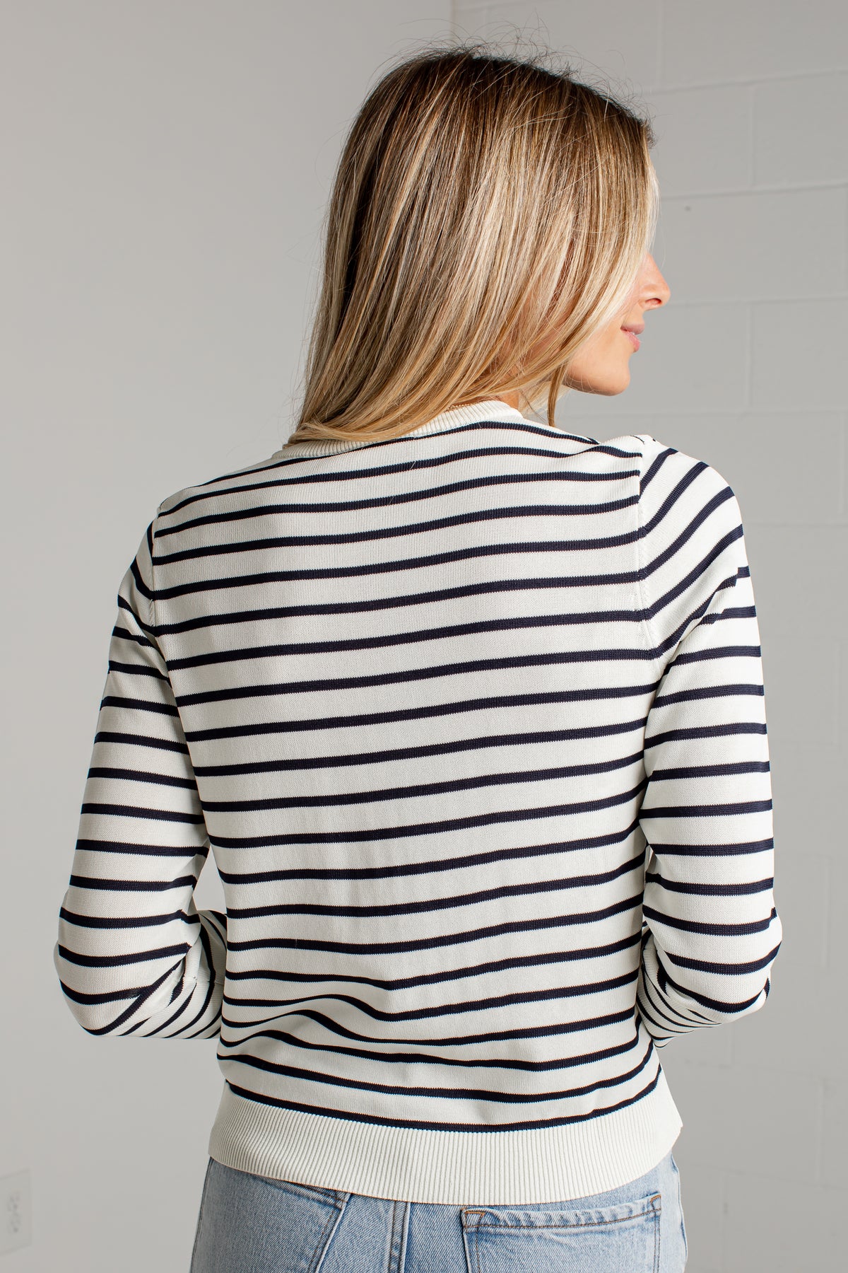 Between The Lines Striped Black Cardigan