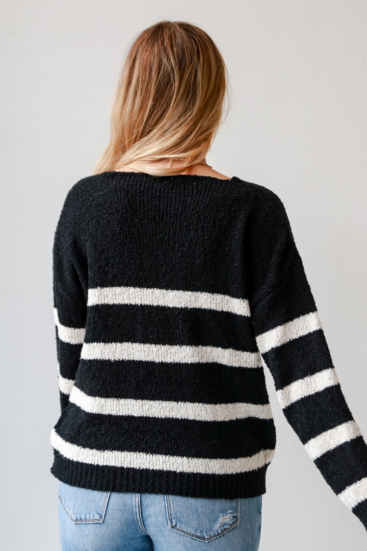 Black Striped Sweater back view