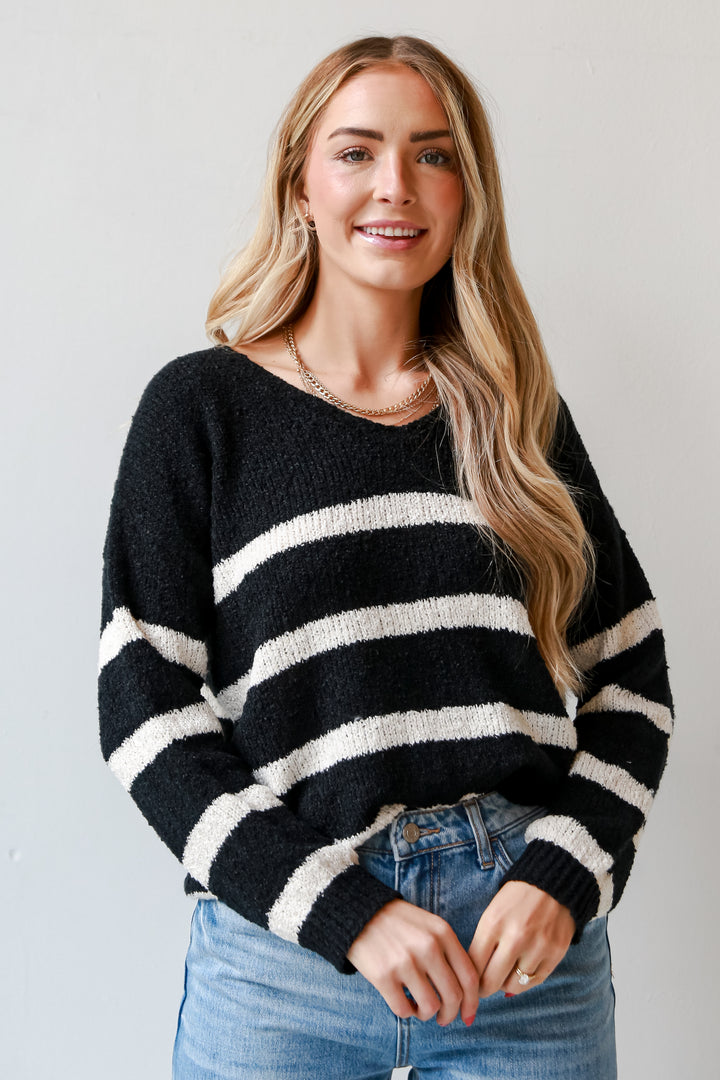Black Striped Sweater front view