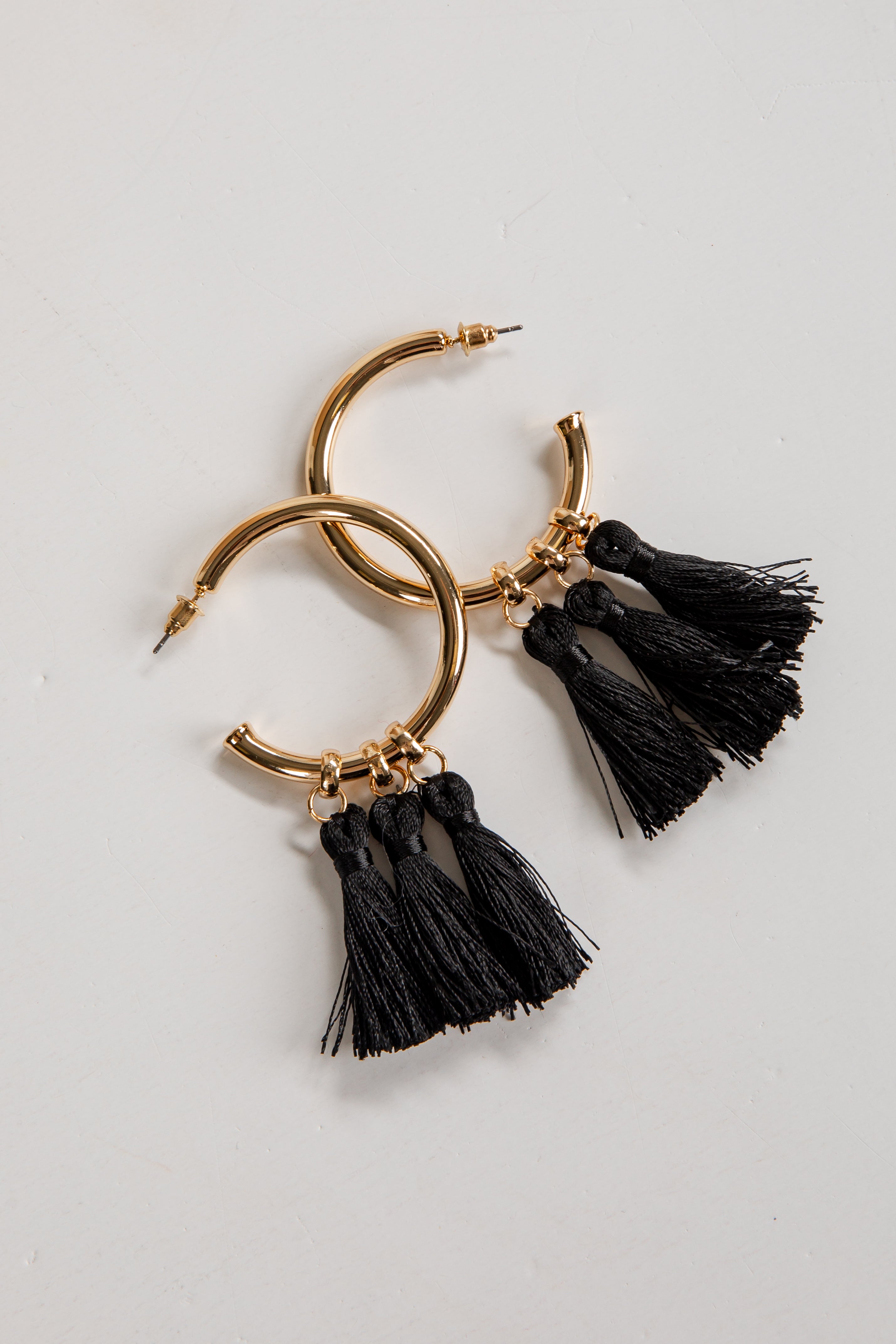 Cute Tassel Hoop Earrings | Statement Earrings | Dress Up Black