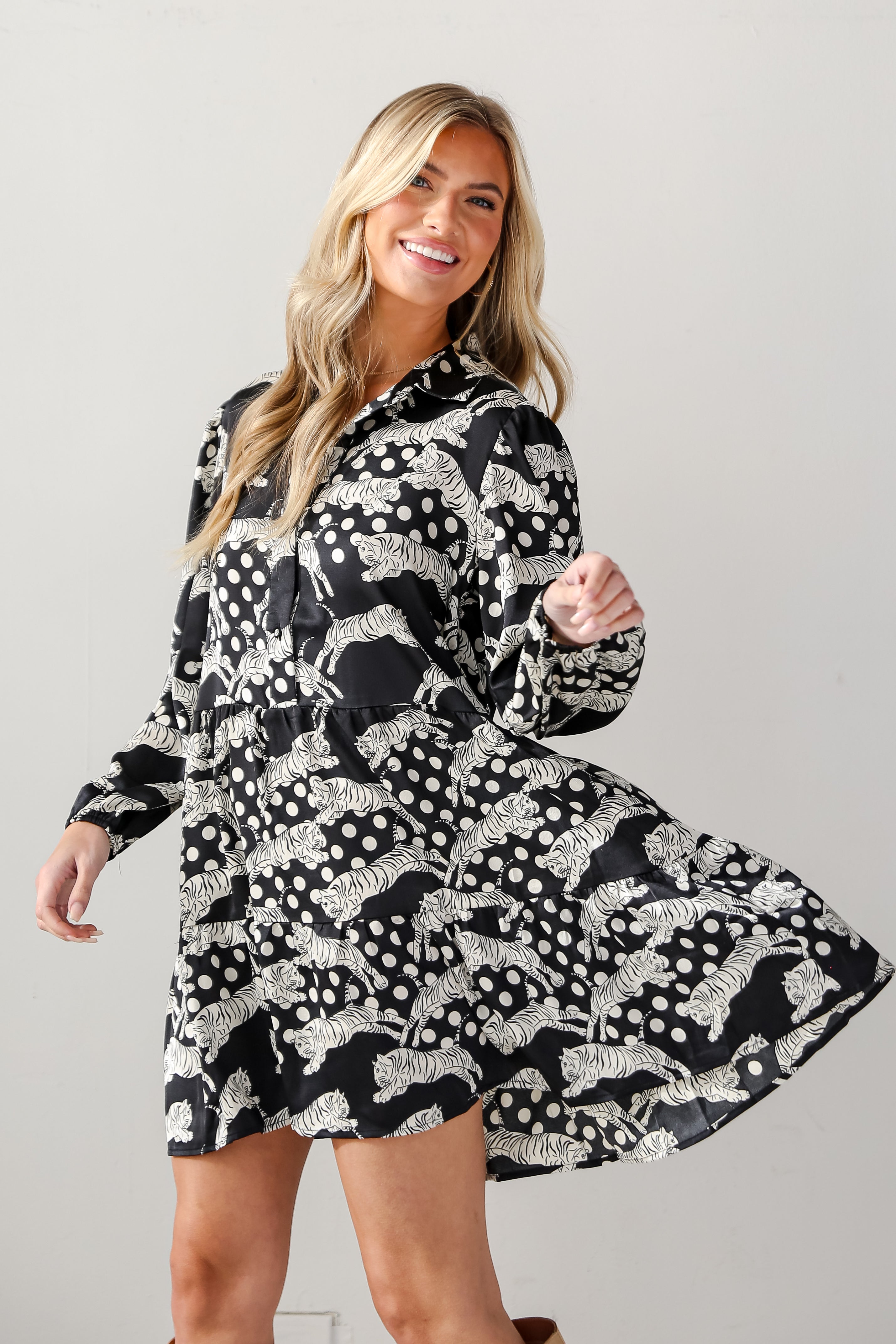 Black Tiger Mini Dress side view