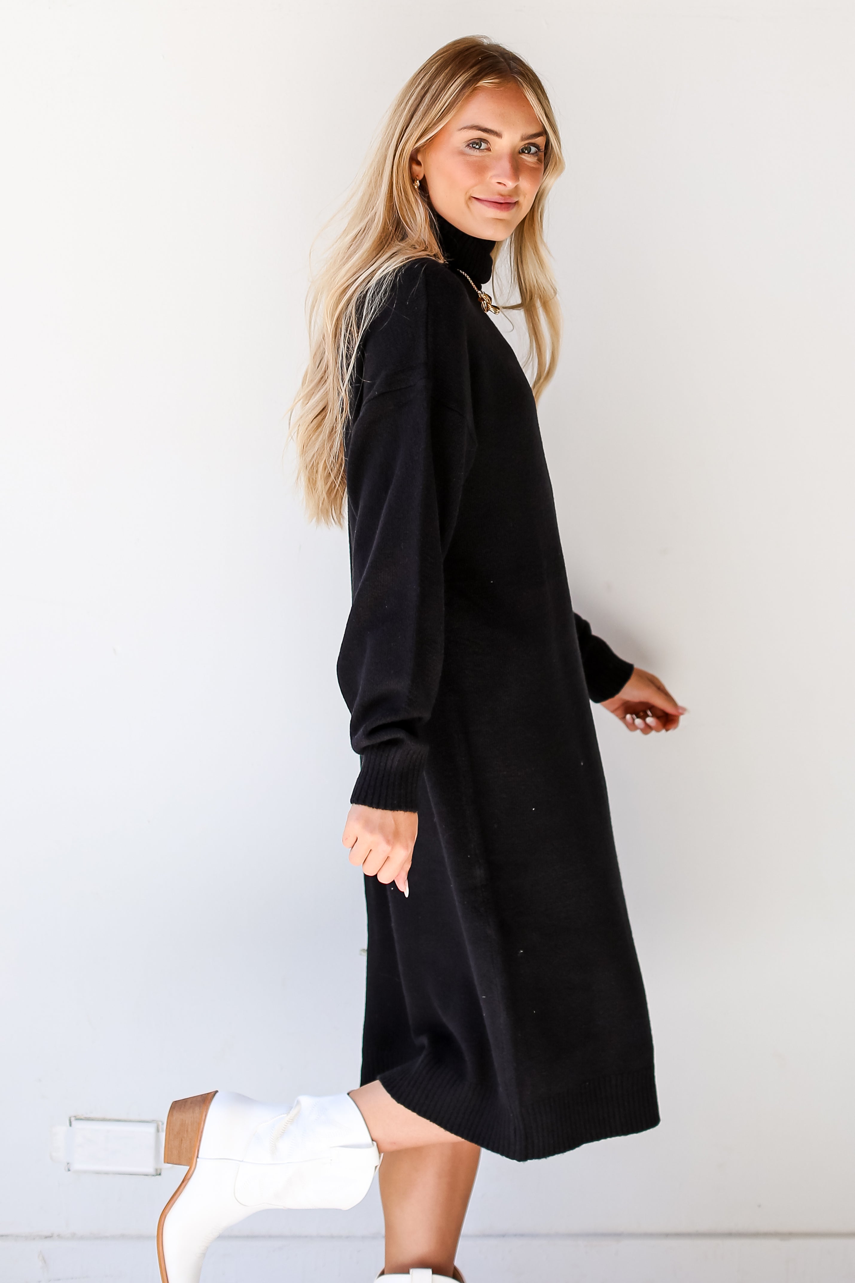 black knit dresses.Cute Dresses For Women. Turtleneck Sweater Dress