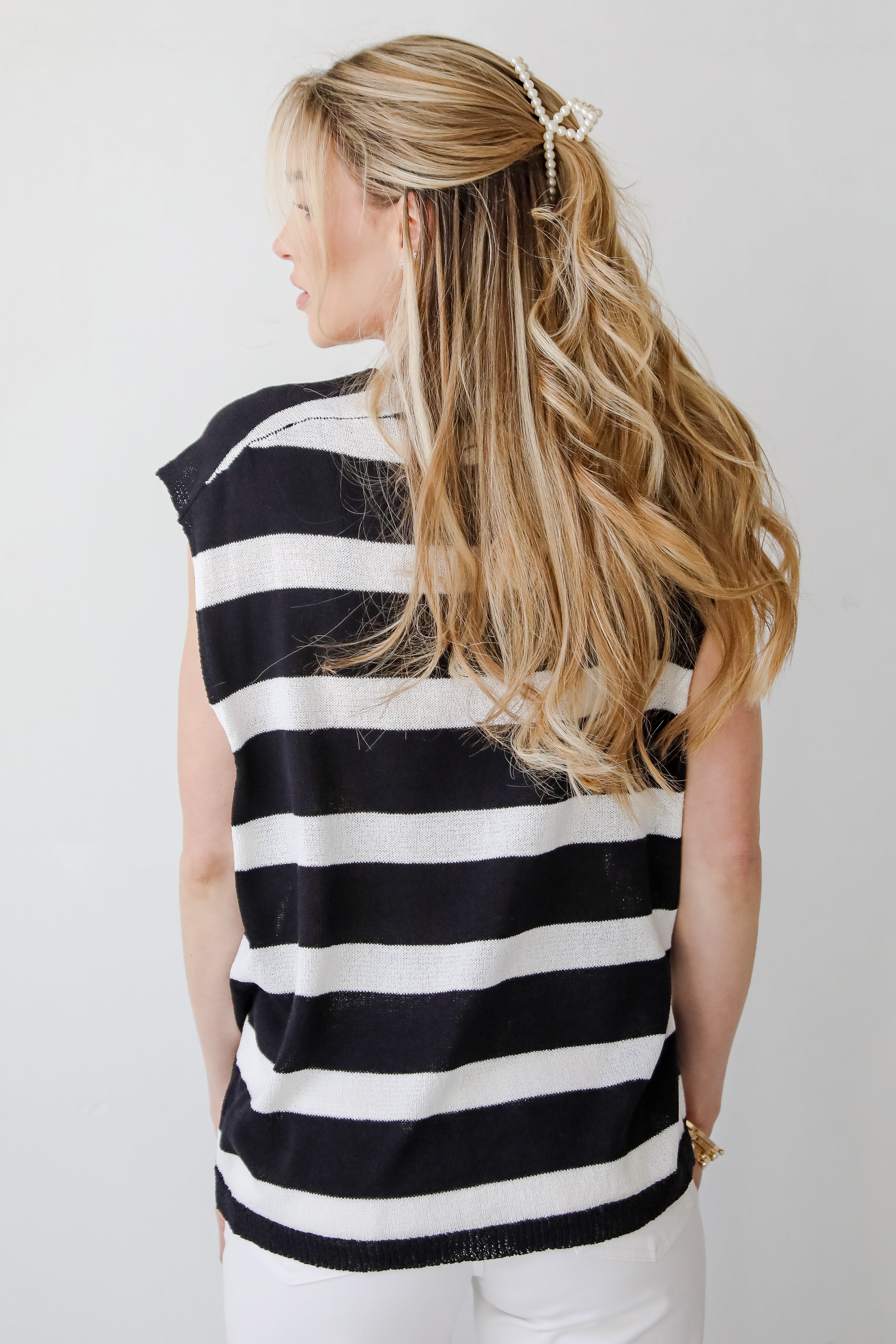True Staple Black/White Striped Knit Tank