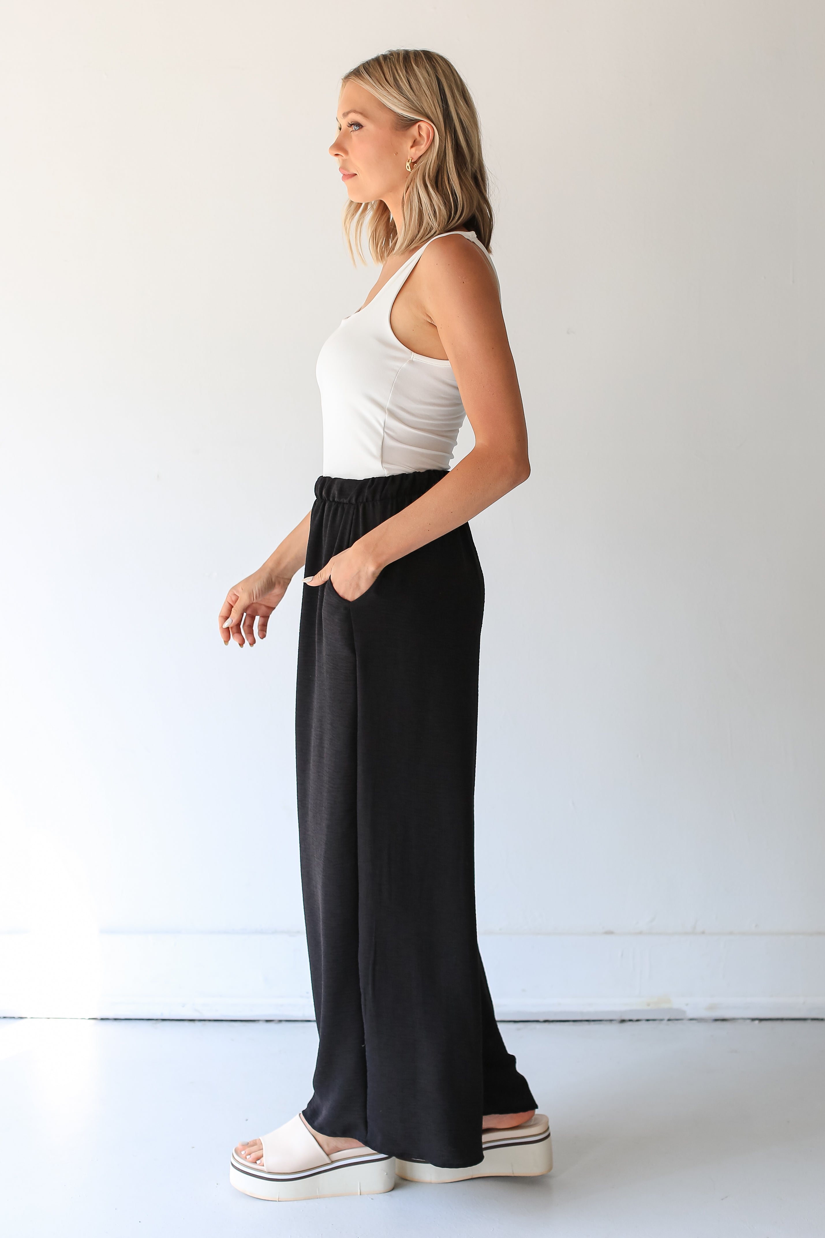 black Wide Leg Pants side view
