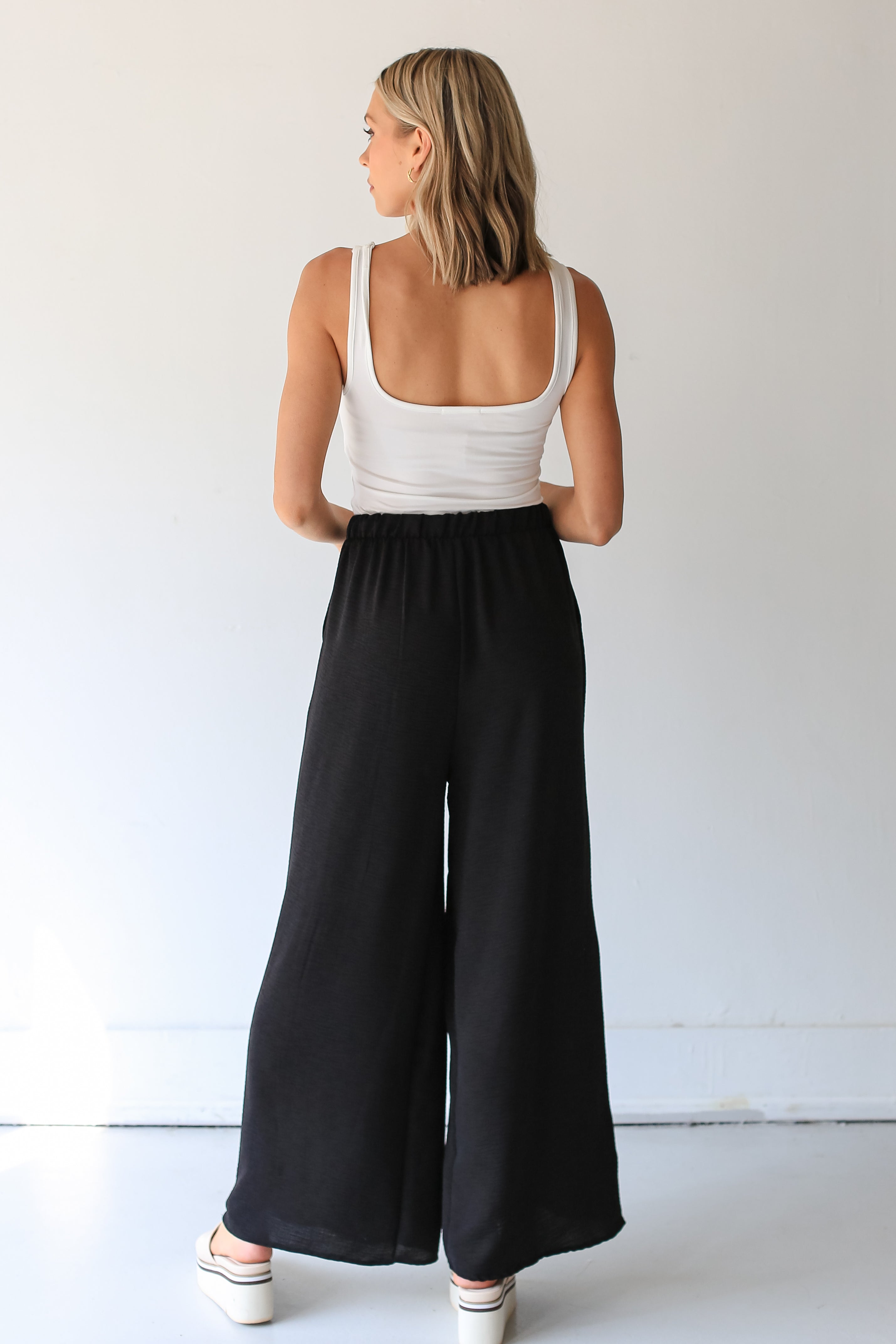 black Wide Leg Pants back view