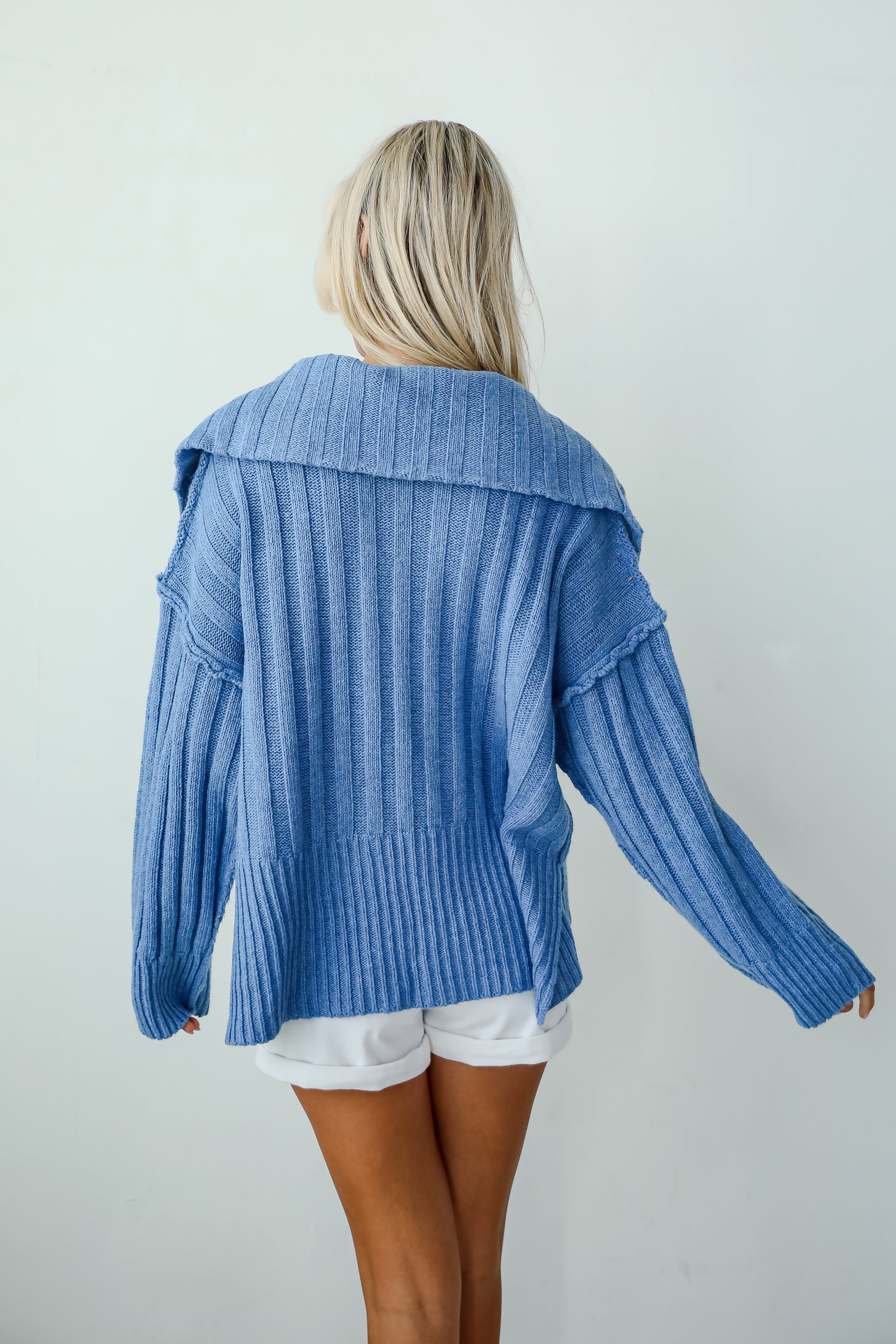 Happy Aesthetic Blue Collared Sweater