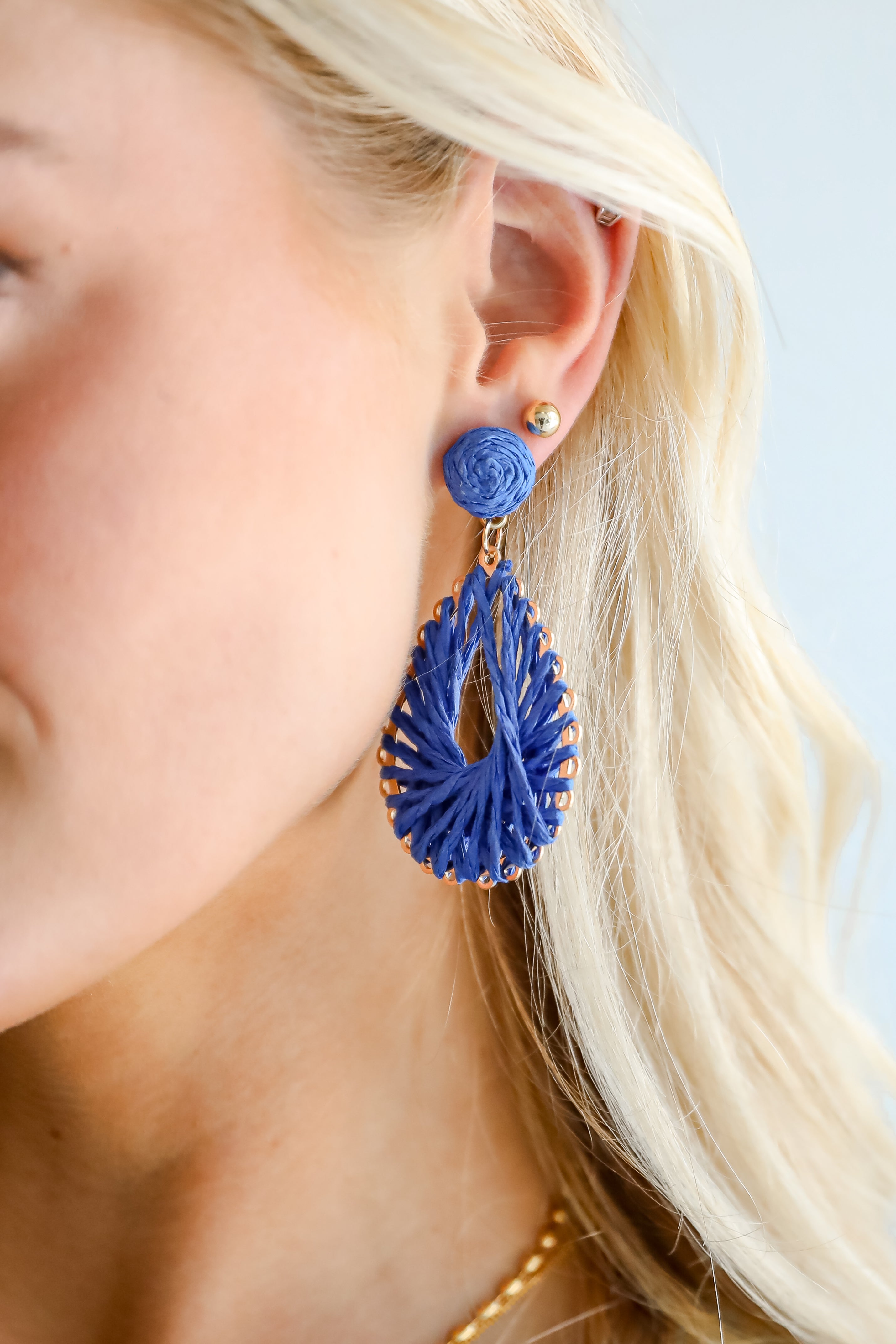Ella Straw Teardrop Earrings