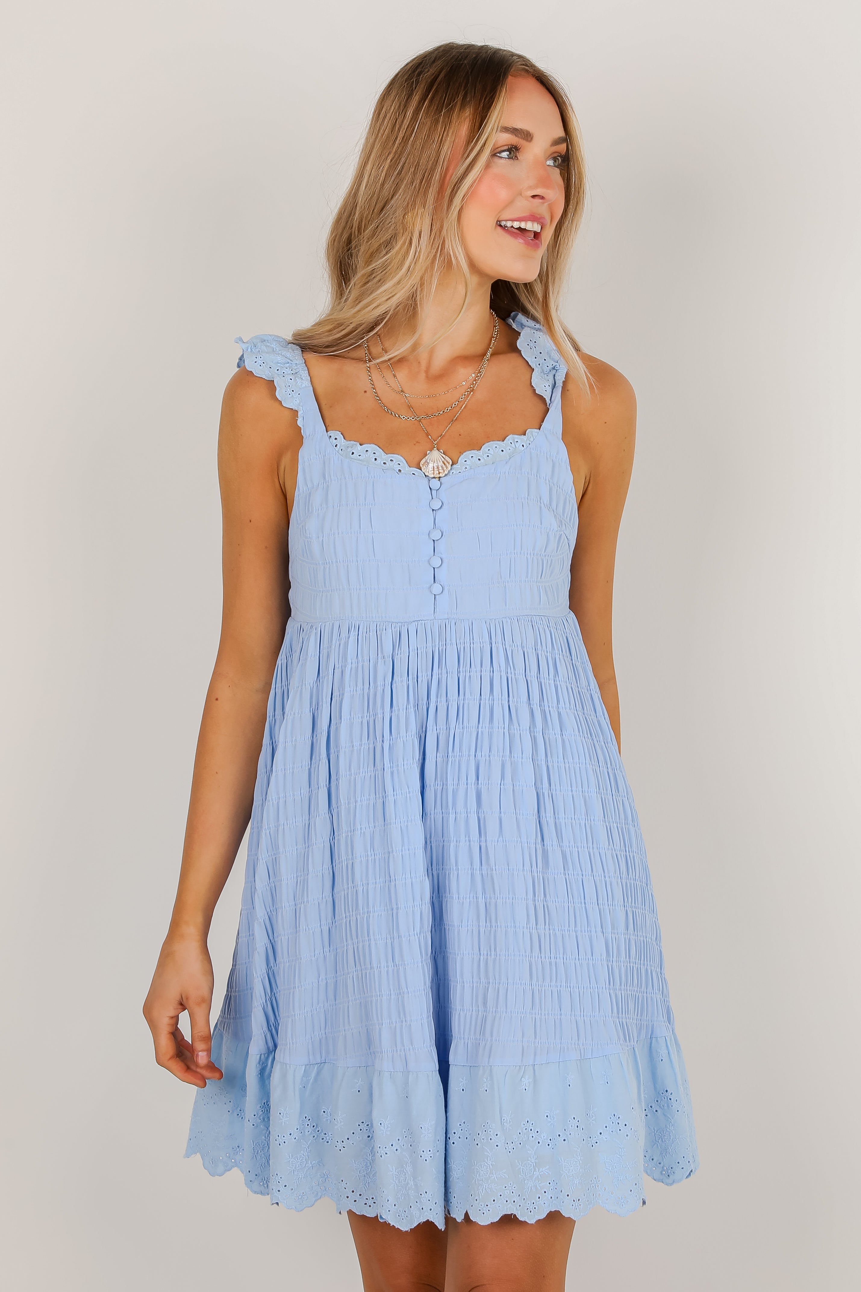 Right Where You Are Eyelet Mini Dress