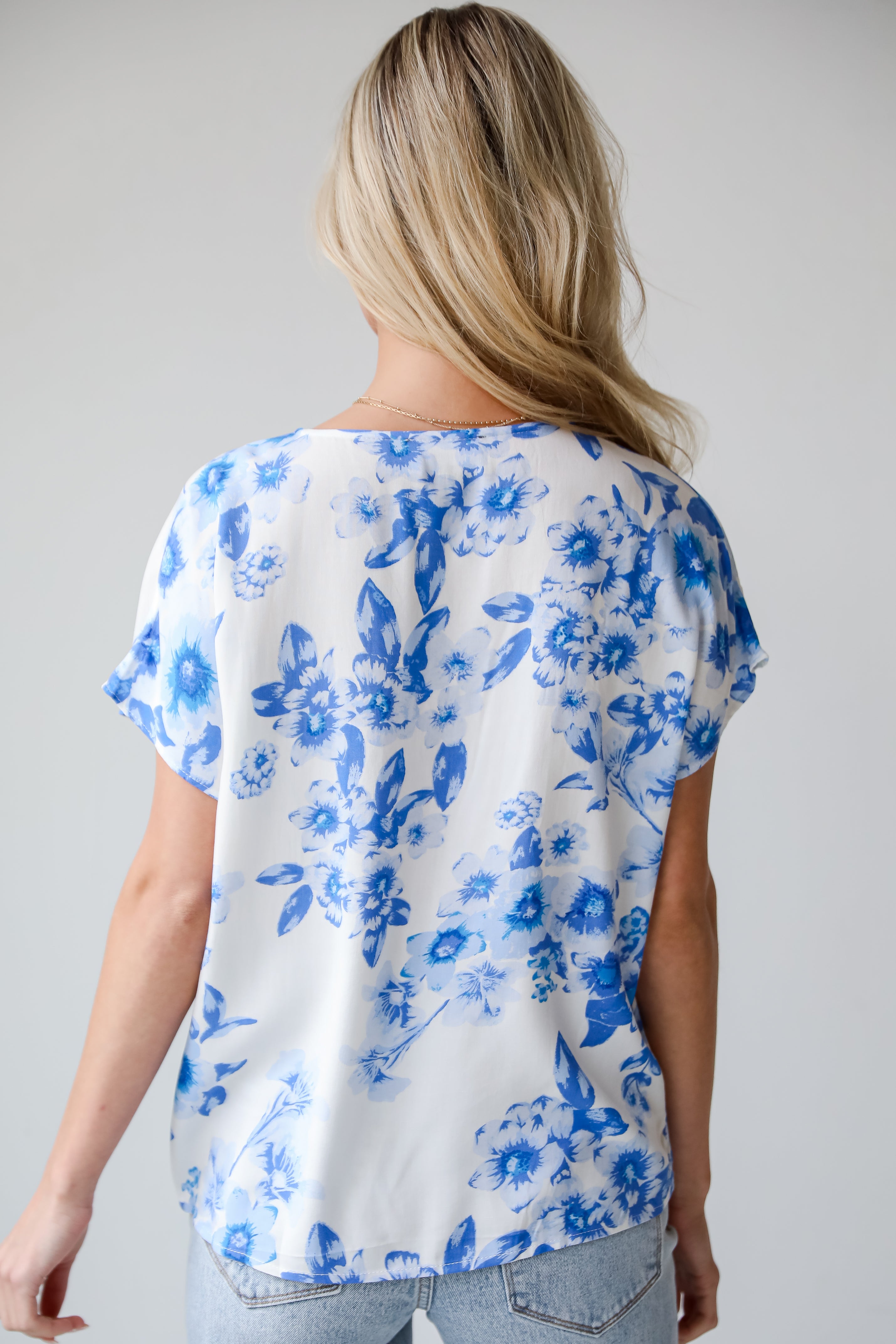 cute Blue Floral Blouse