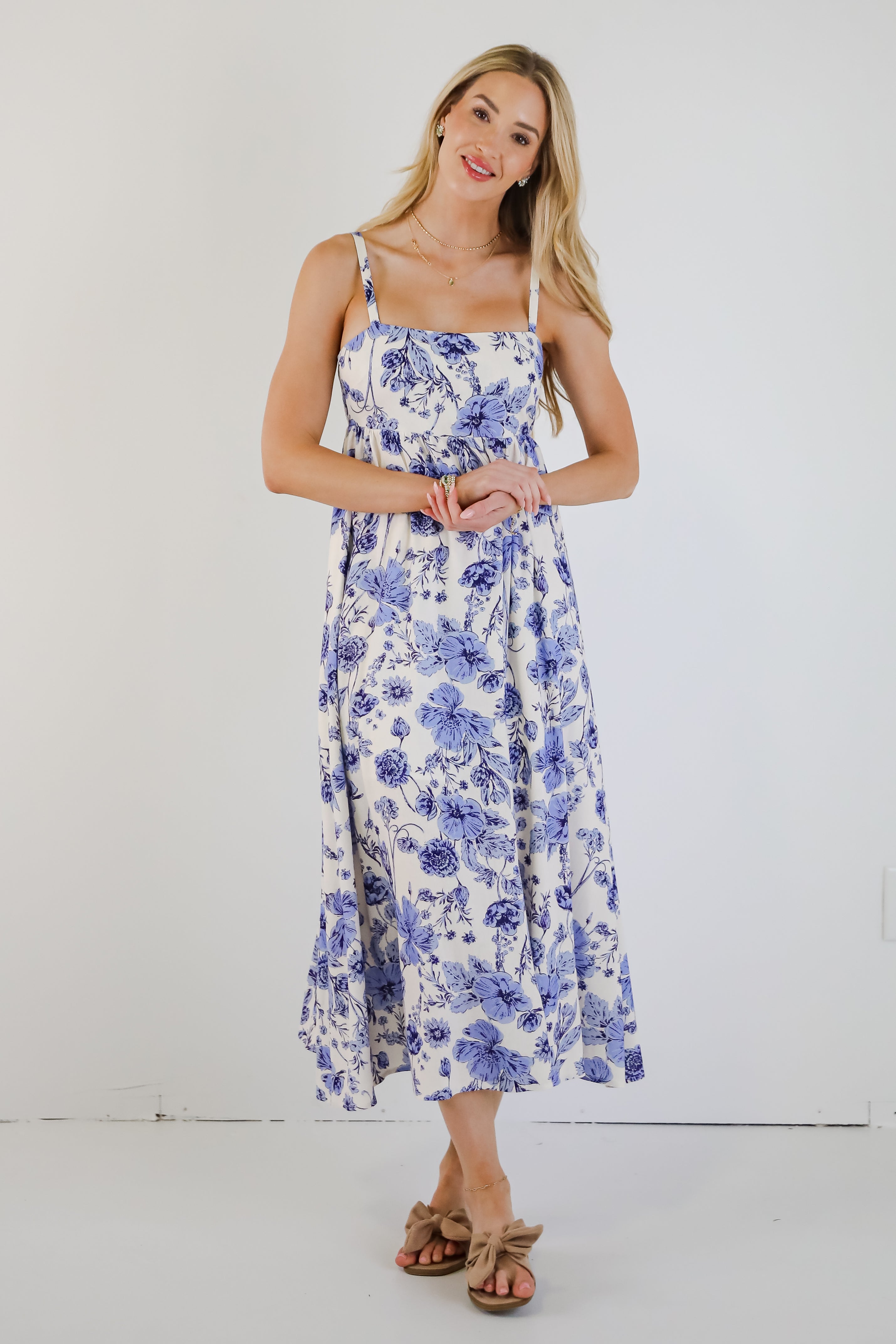 Summer Memories Blue Floral Maxi Dress