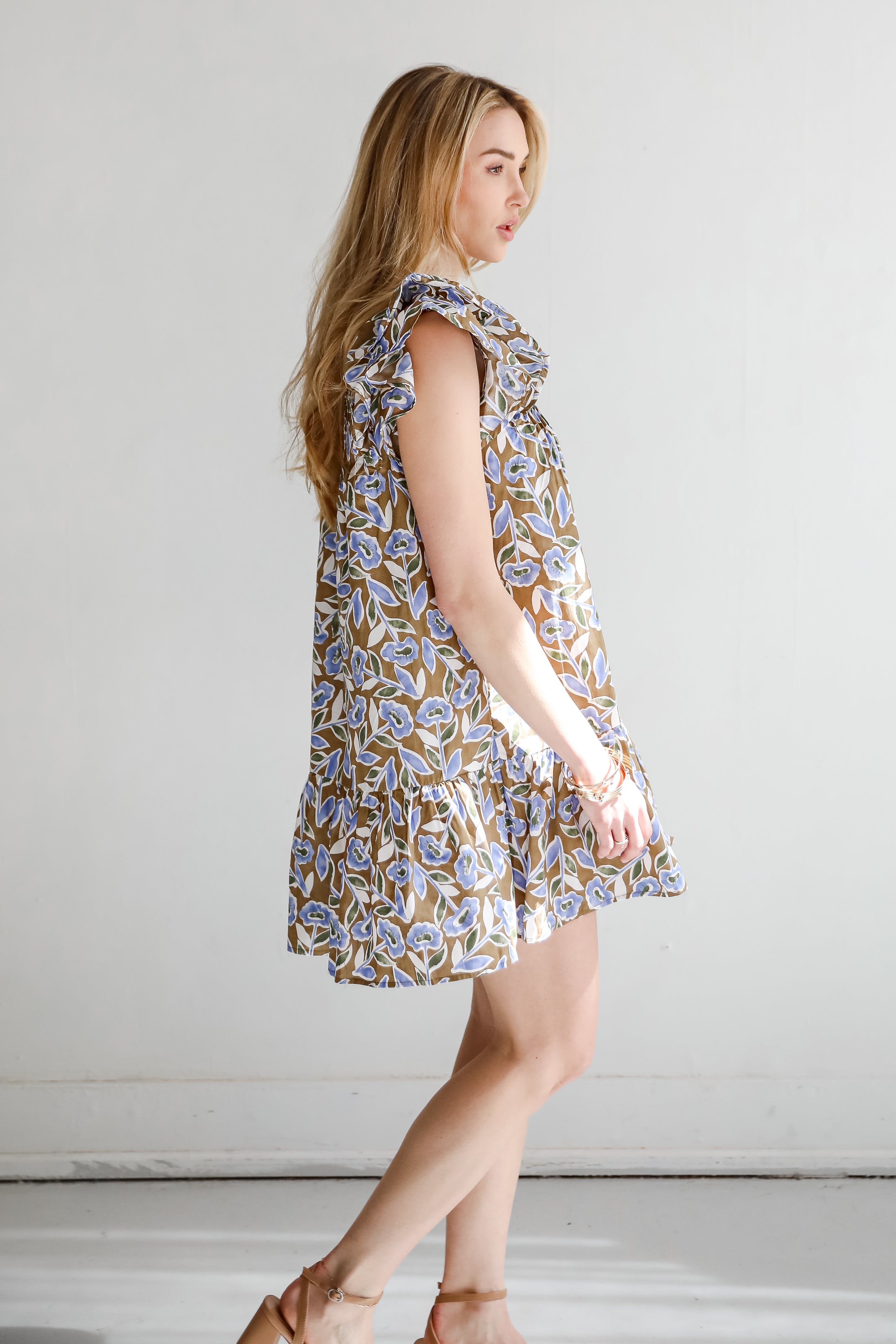 Garden Romance Blue Floral Mini Dress
